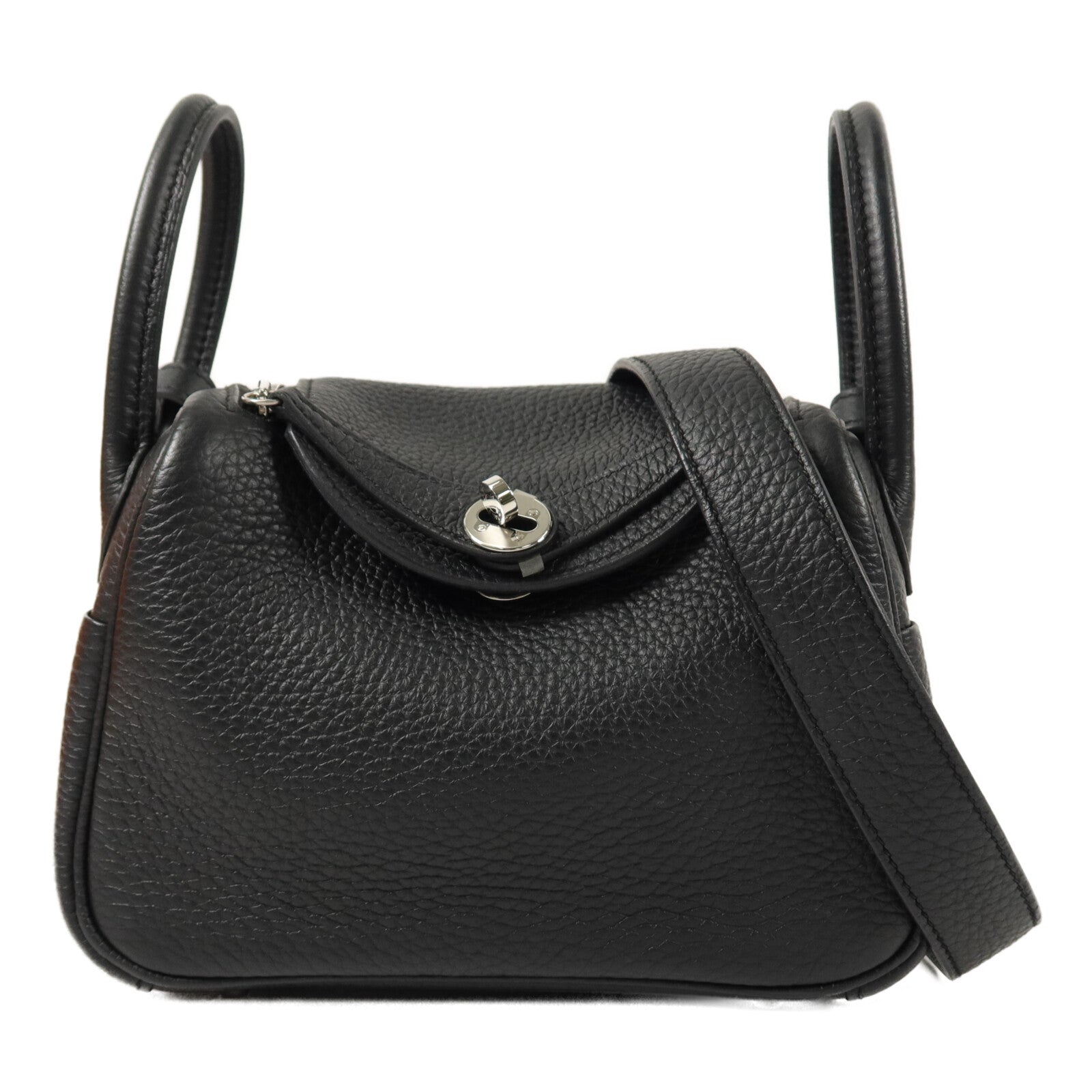 HERMES Clemence皮革Mini Lindy手挽肩背兩用袋Noir