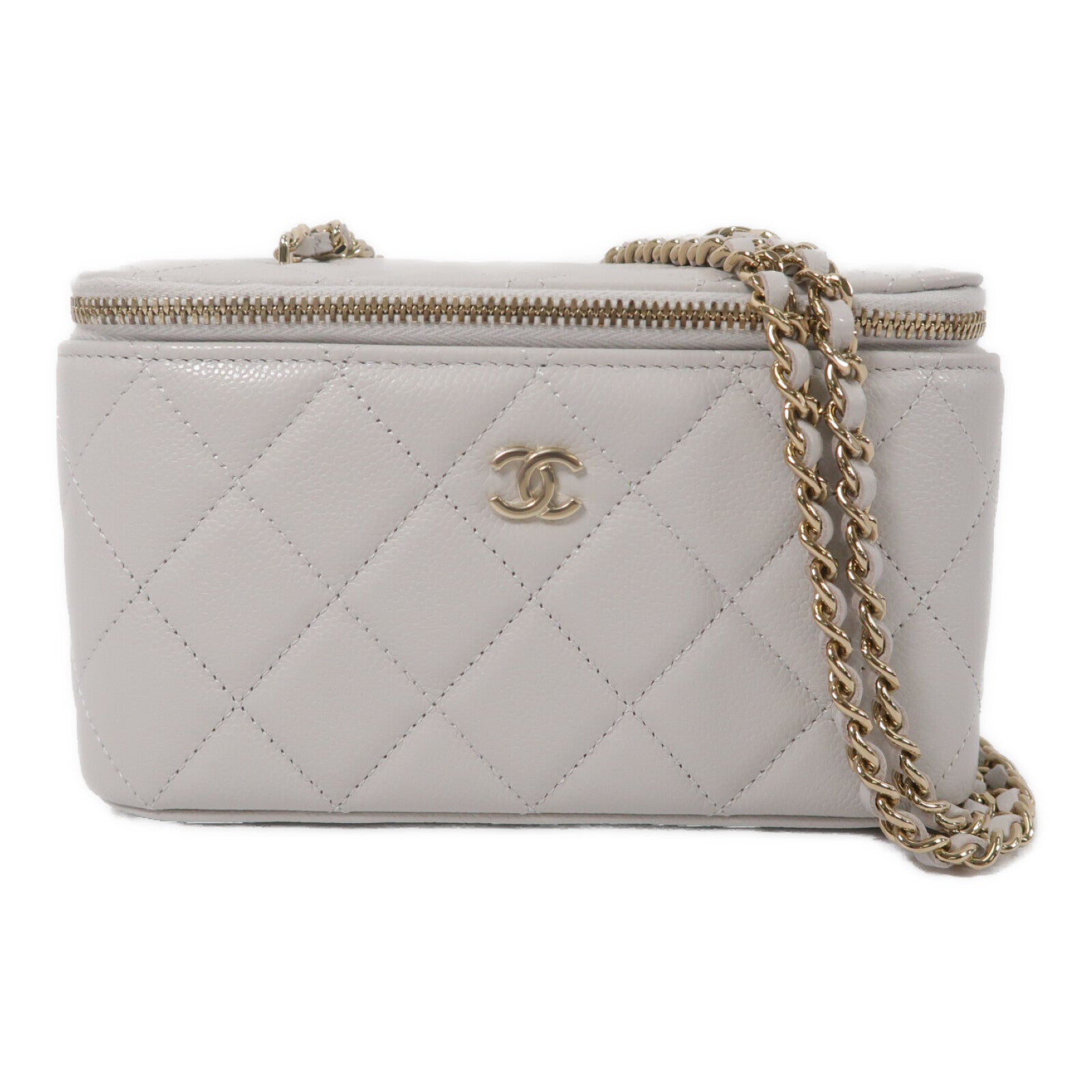 CHANEL 牛皮皮革Vanity Case鏈帶肩背袋