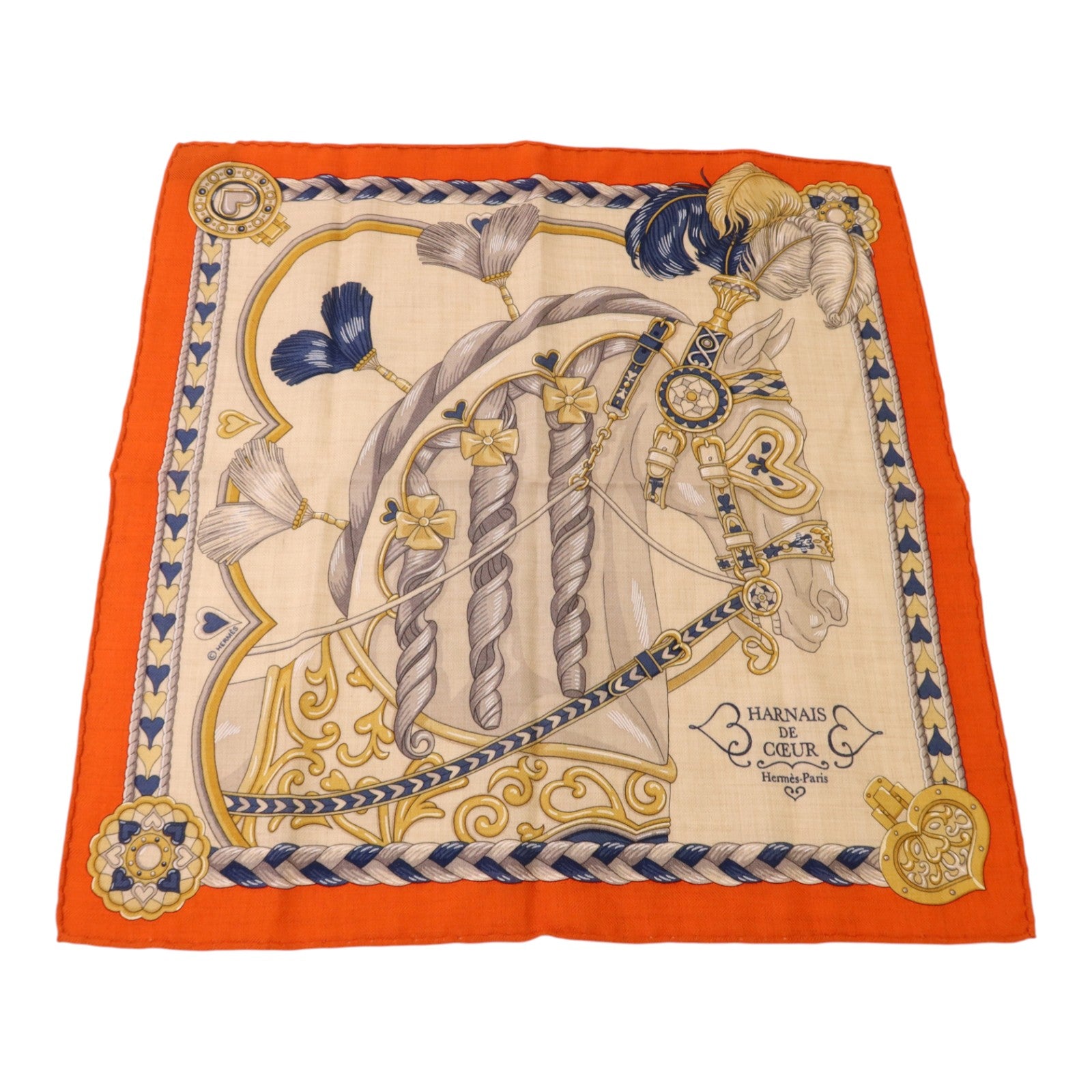 HERMES 羊絨/絲質Scarf 40x40絲巾