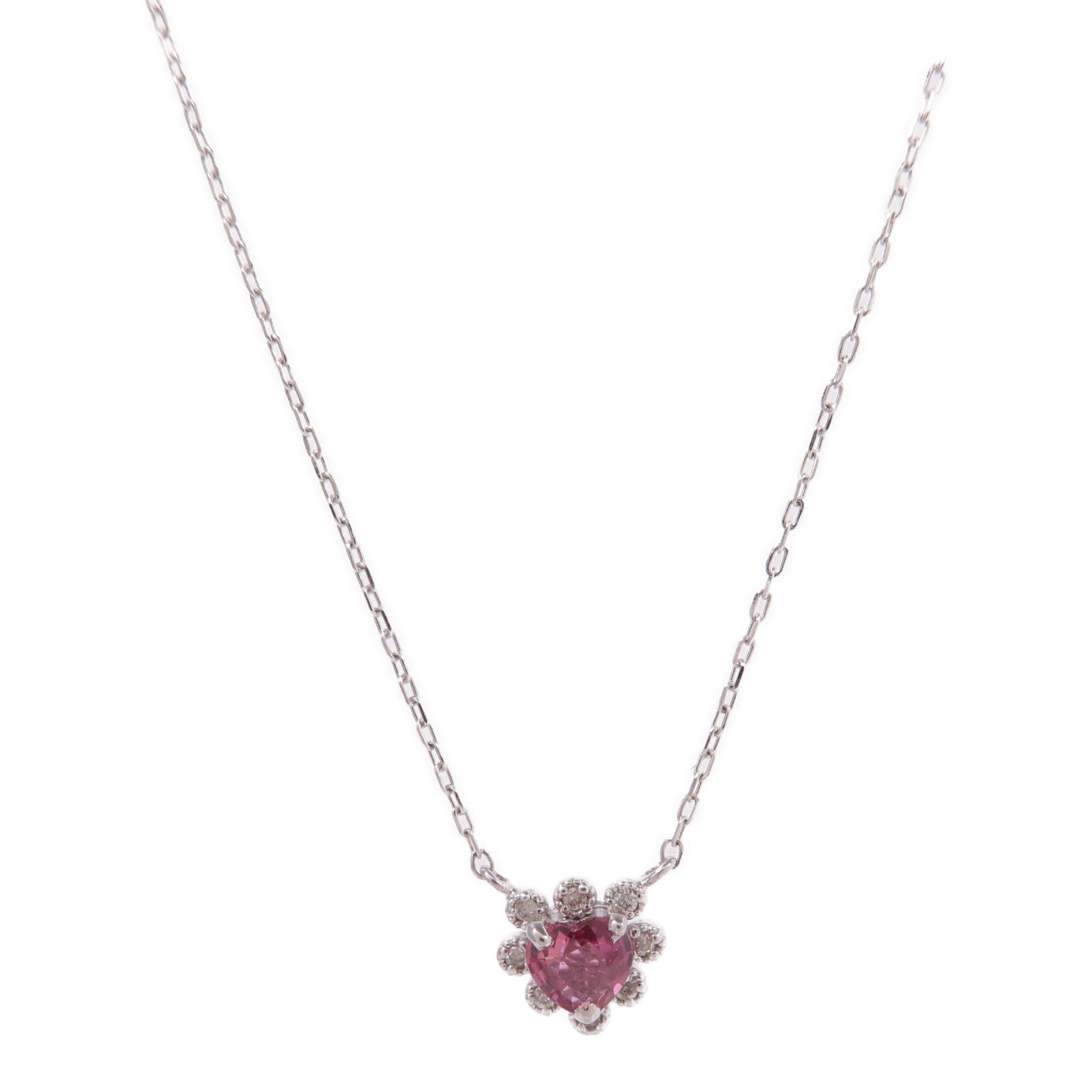 JEWELRY 18K白金Pink Sapphire Diamond Necklace粉紅藍寶石/鑽石項鍊