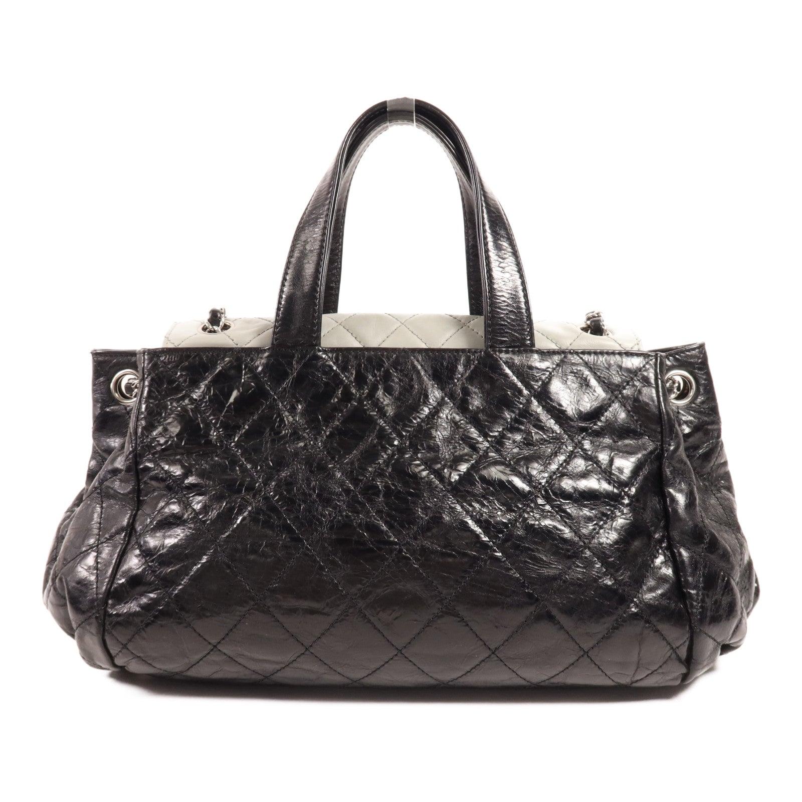 CHANEL 牛皮皮革Chain Shoulder銀扣手挽肩背兩用袋