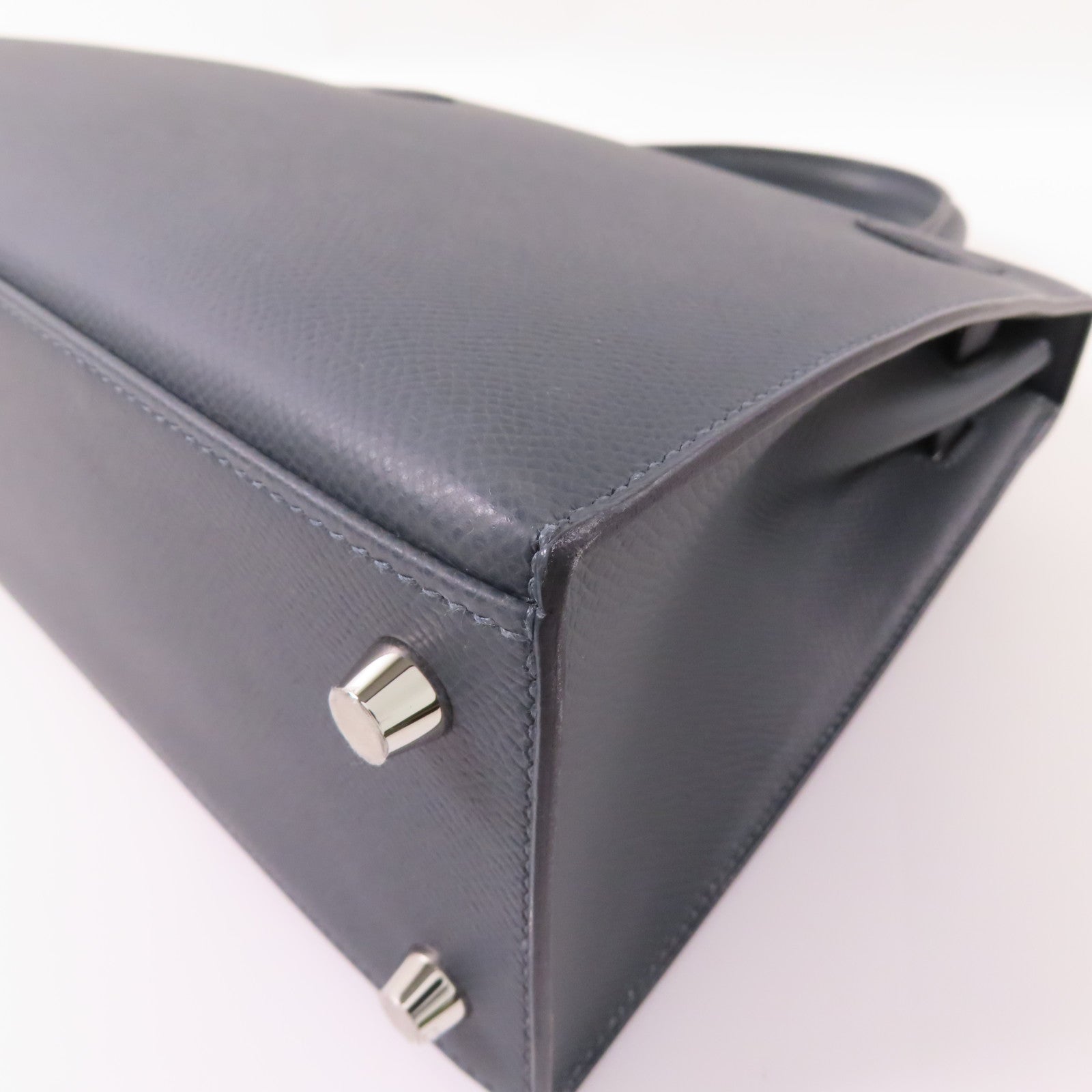 HERMES 【激減優惠】Epsom皮革Kelly 25銀扣手挽肩背兩用袋Gris Misty