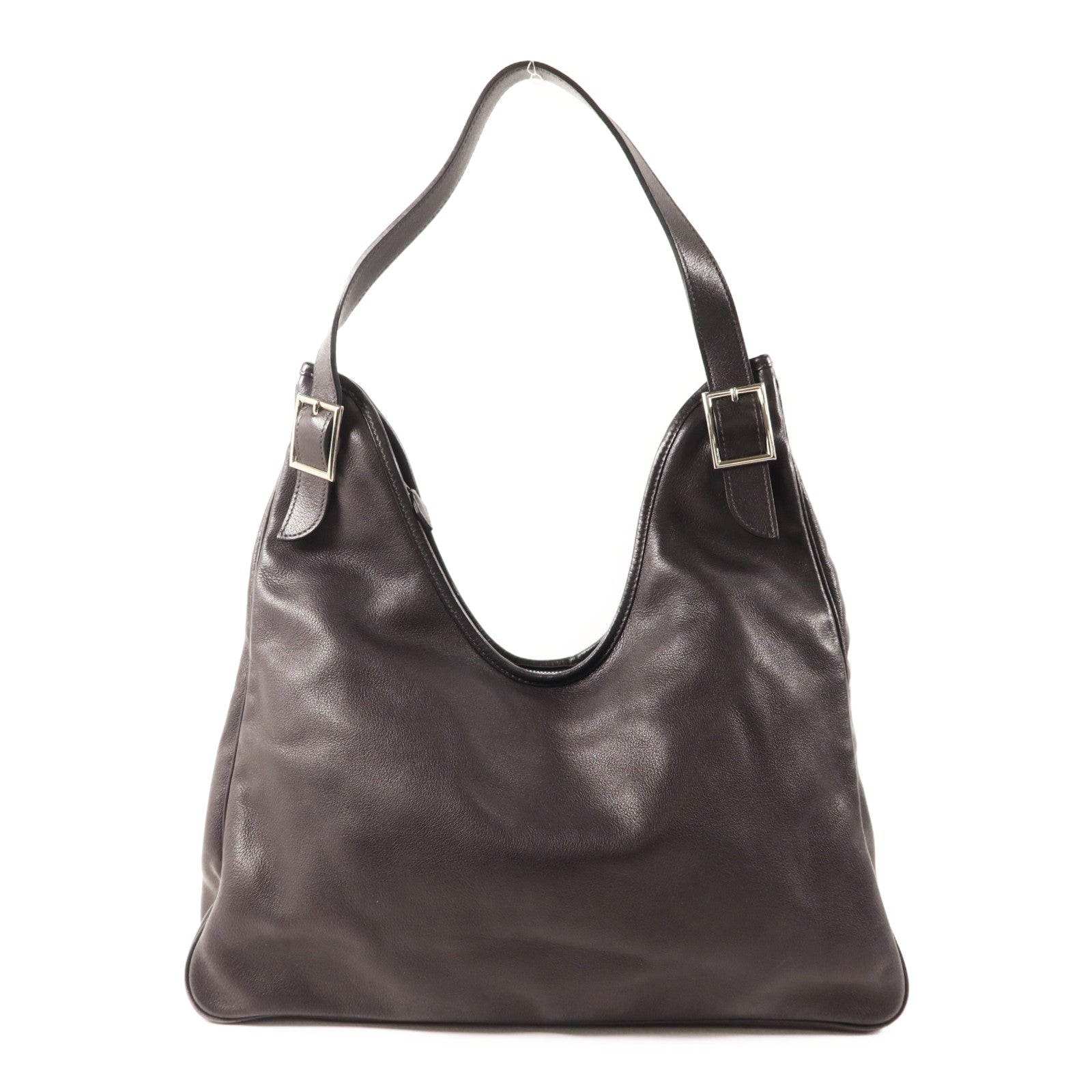 HERMES Evergrain皮革Massai銀扣肩背袋Noir