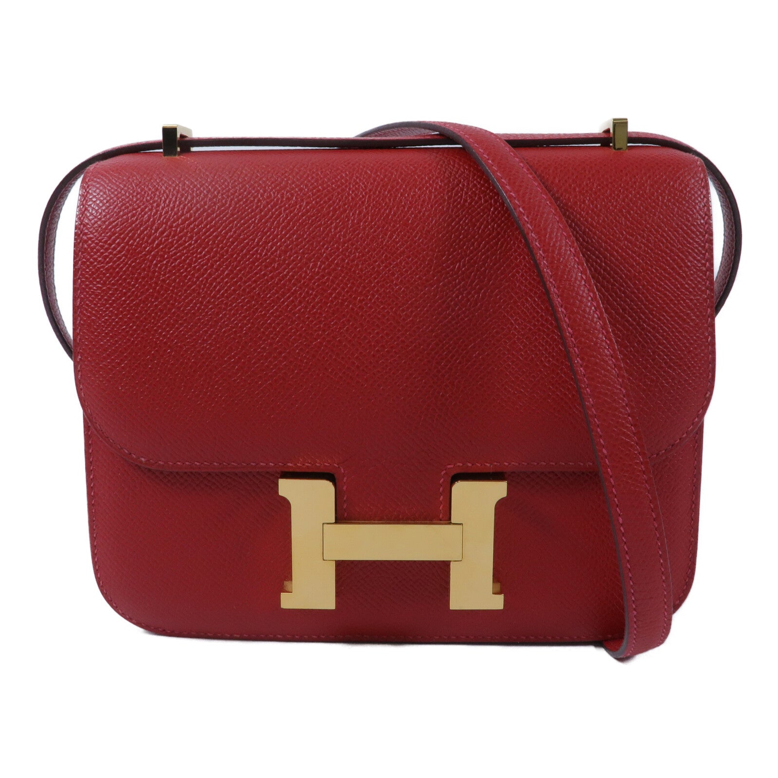 HERMES Epsom皮革Constance Mini肩背袋Rouge Casaque
