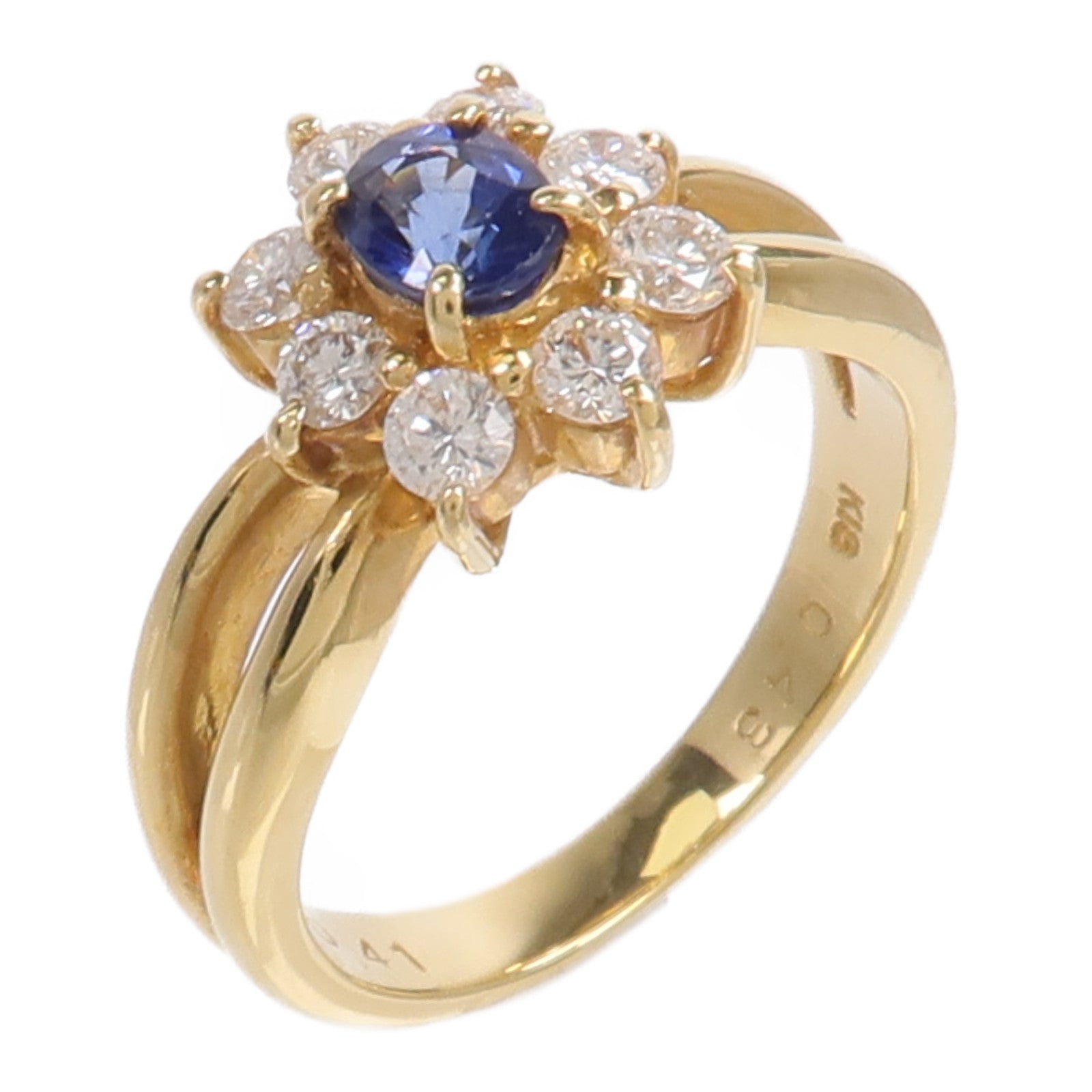 JEWELRY 18K黃金Sapphire Diamond藍寶石/鑽石戒指