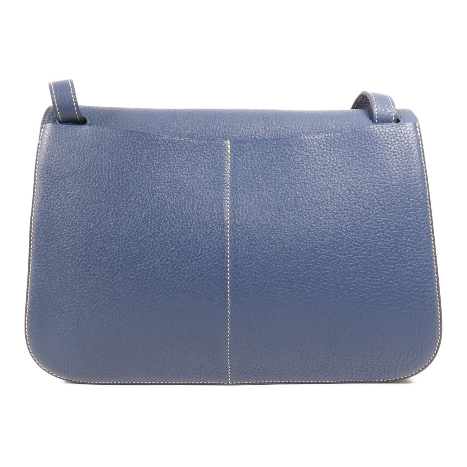 HERMES Clemence皮革Halzan 31銀扣手挽肩背兩用袋Bleu Agate