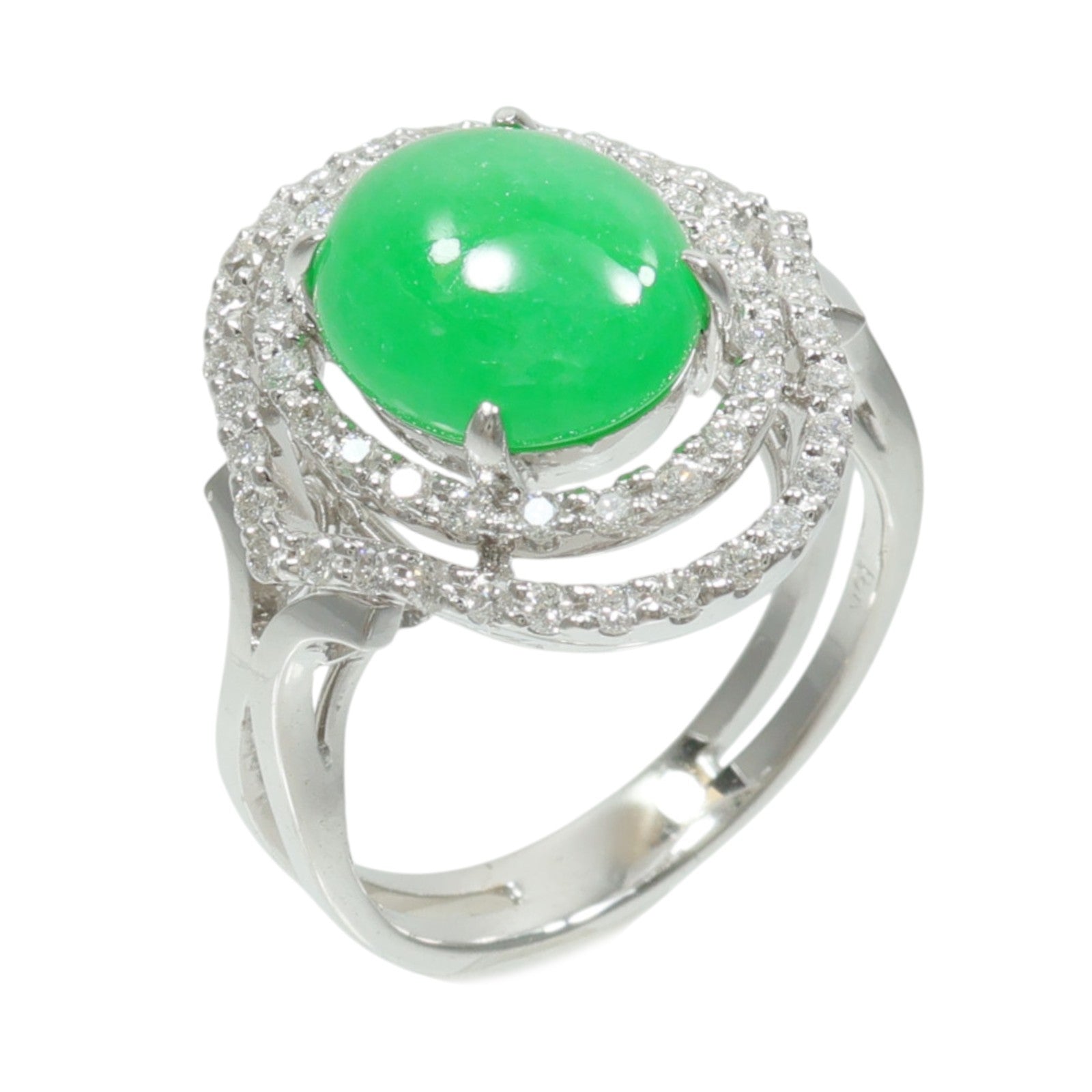 JEWELRY 18K白金Jade Diamond Ring翡翠/鑽石戒指