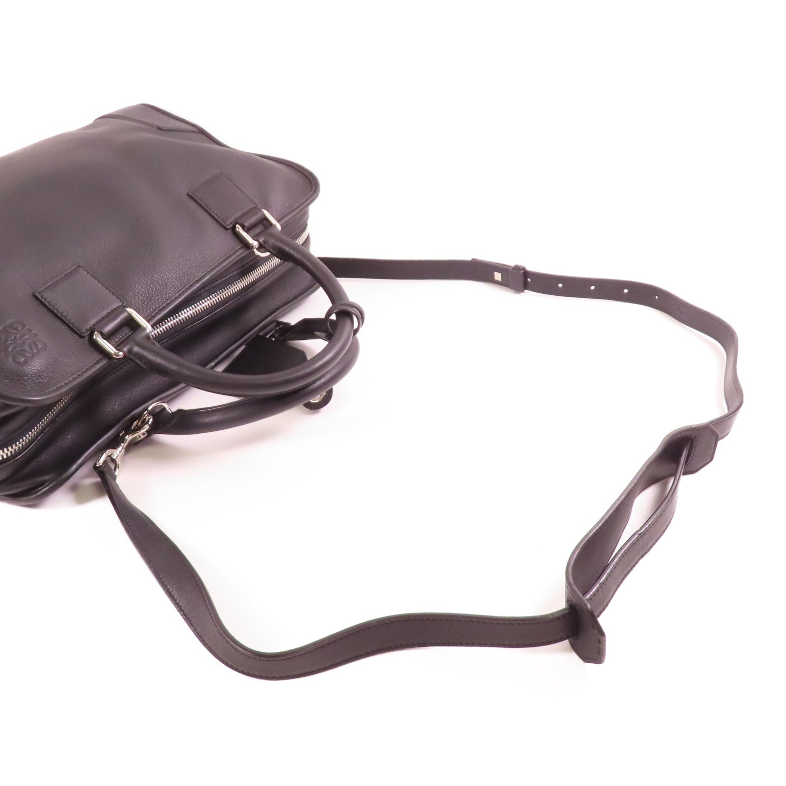 LOEWE 牛皮皮革Amazona銀扣手挽肩背兩用袋