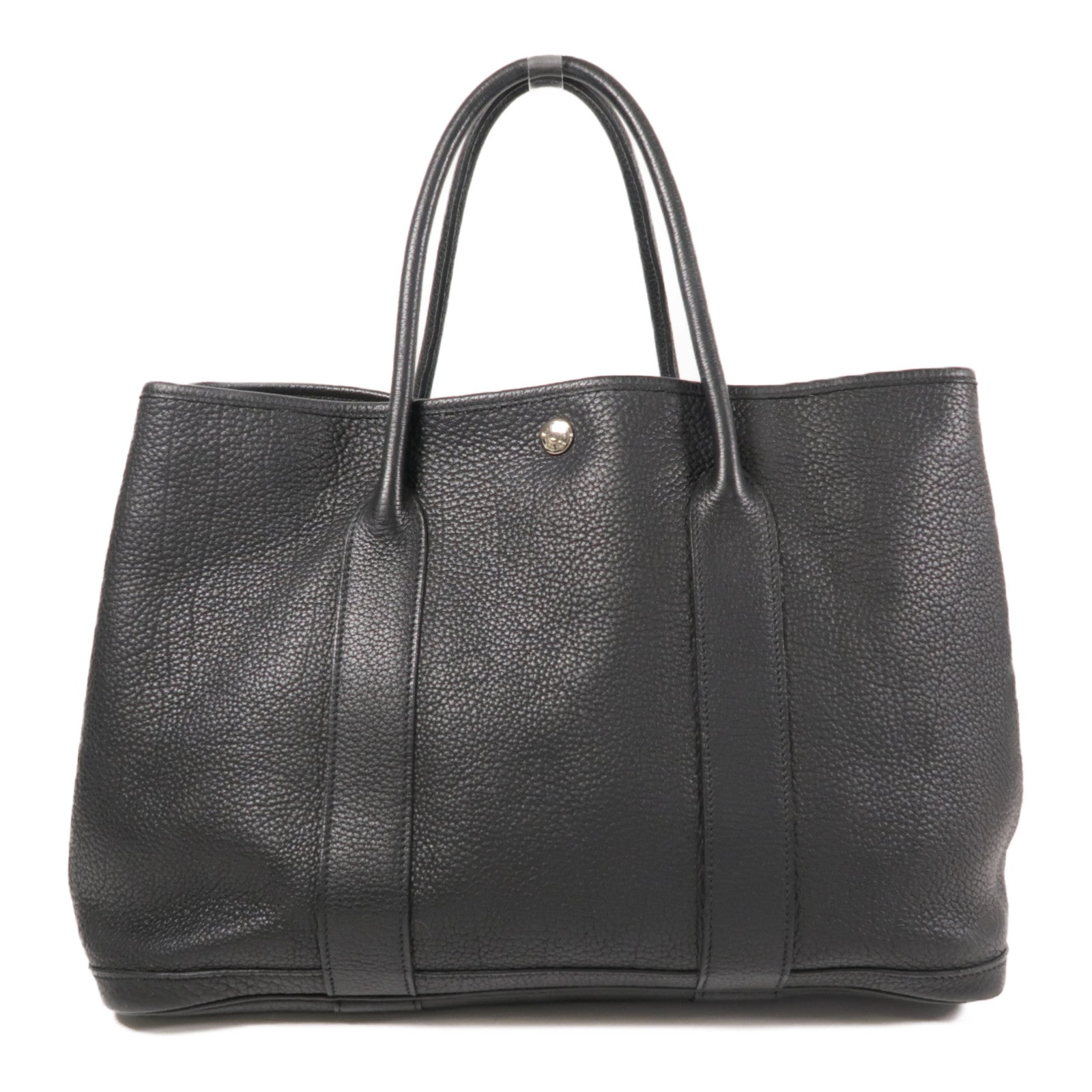 HERMES PHW GardenParty PM Hand Bag/Tote Bag Negonda Leather Black