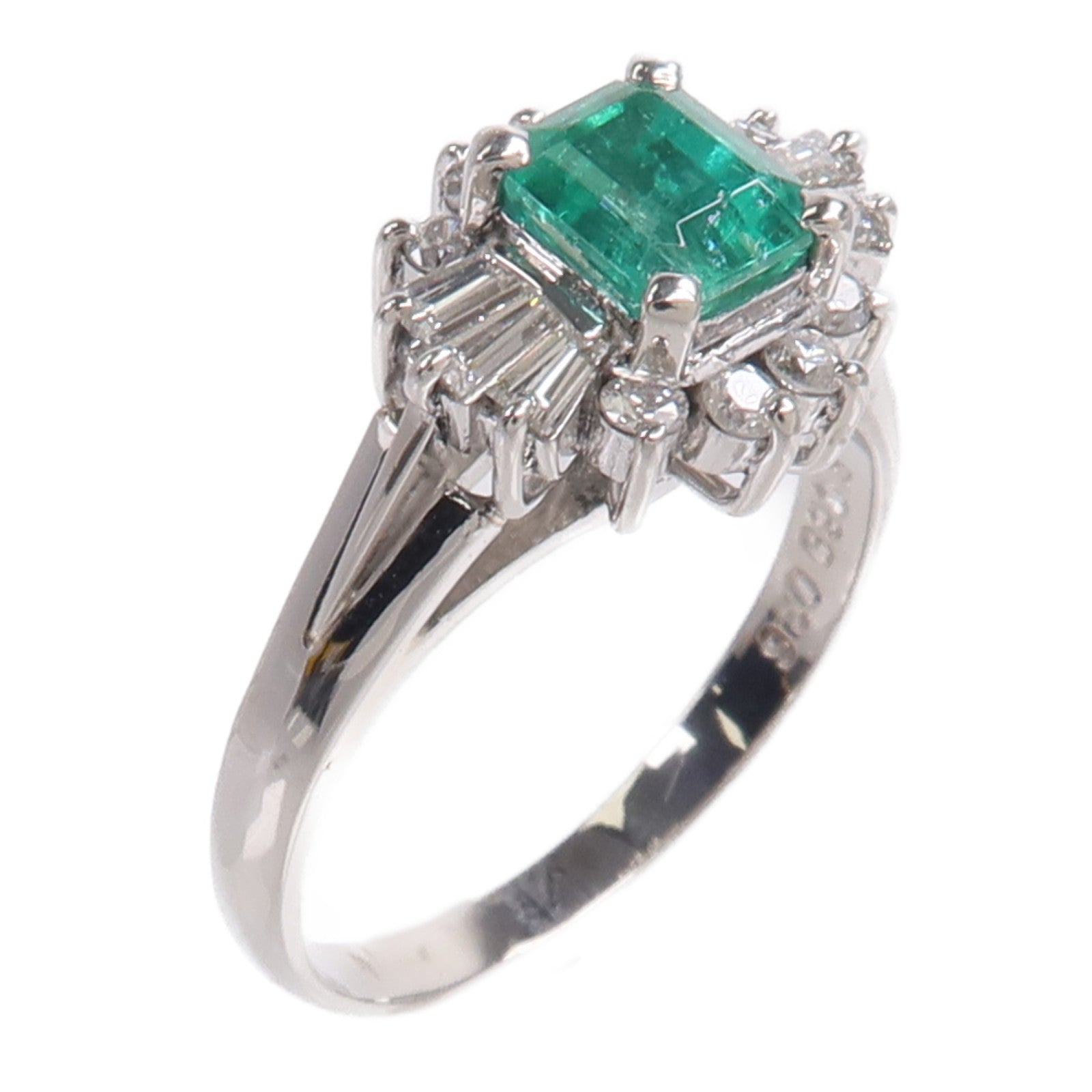 JEWELRY PT900鉑金Emerald Diamond Ring綠寶石/鑽石戒指