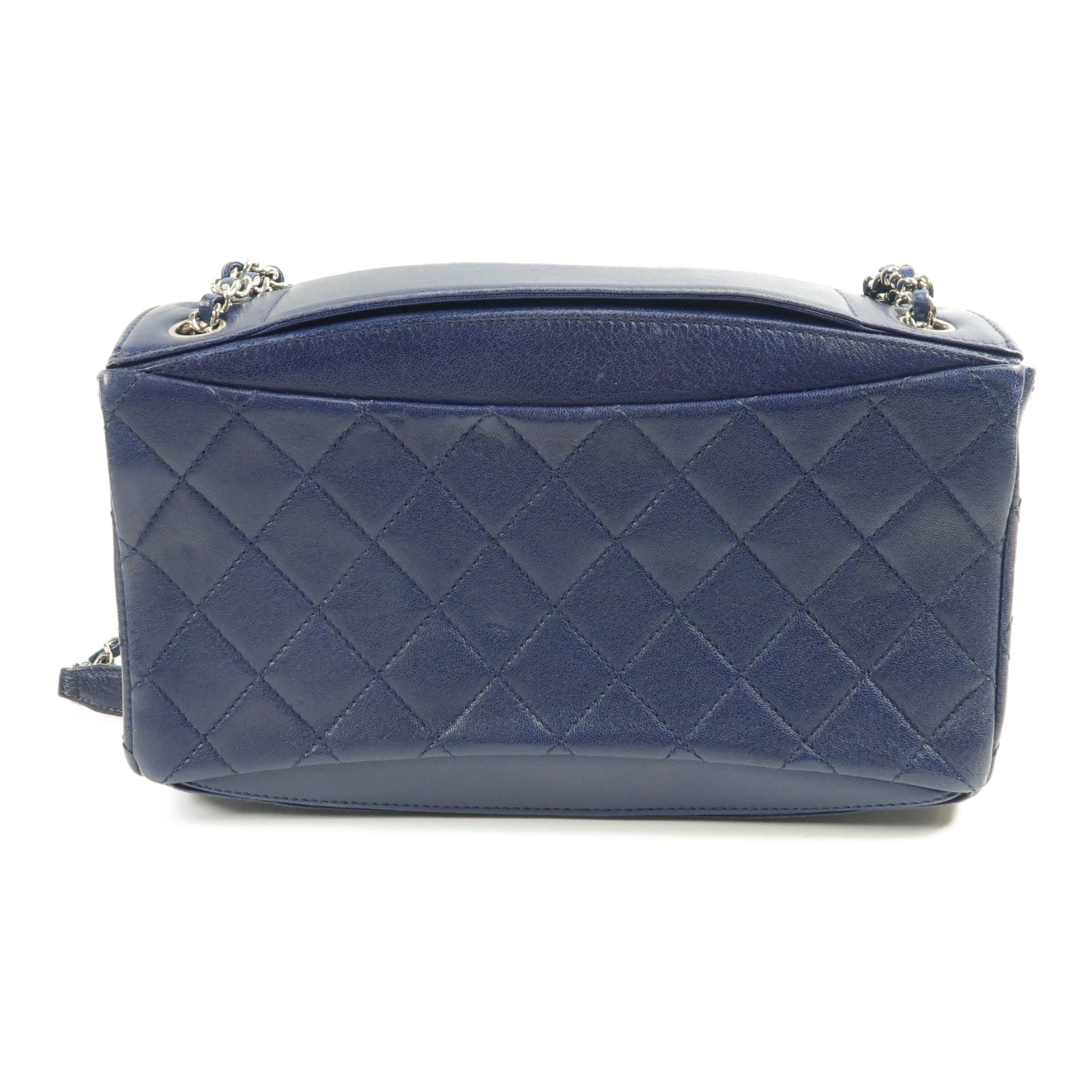 CHANEL 羊皮皮革Chain Shoulder銀扣鏈帶肩背袋