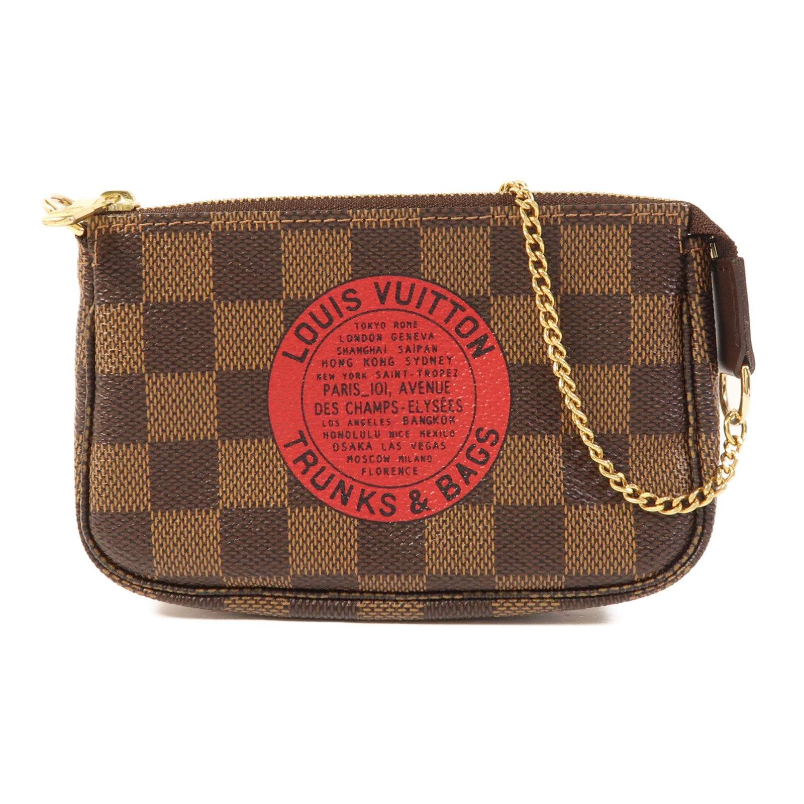 LOUIS VUITTON Damier Mini Pochette金扣手挽袋