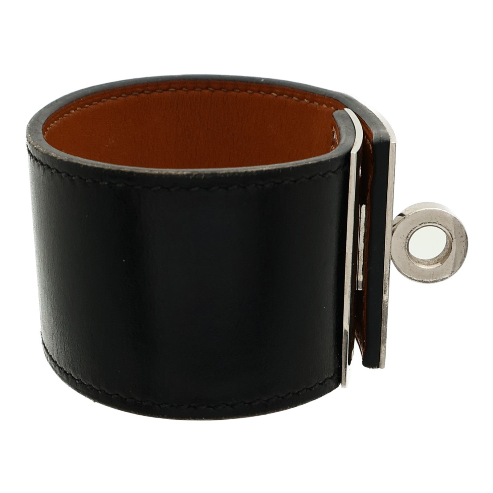 HERMES Box Calf皮革/金屬Kelly Dog手鐲Noir