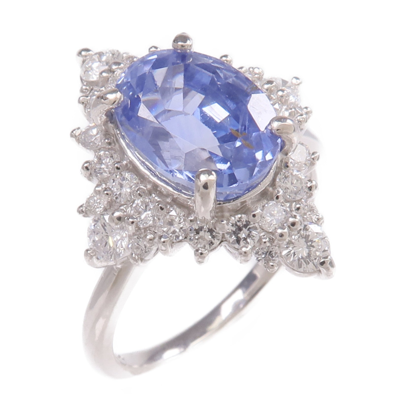 JEWELRY PT900鉑金Sapphire Diamond Ring藍寶石/鑽石戒指US#7