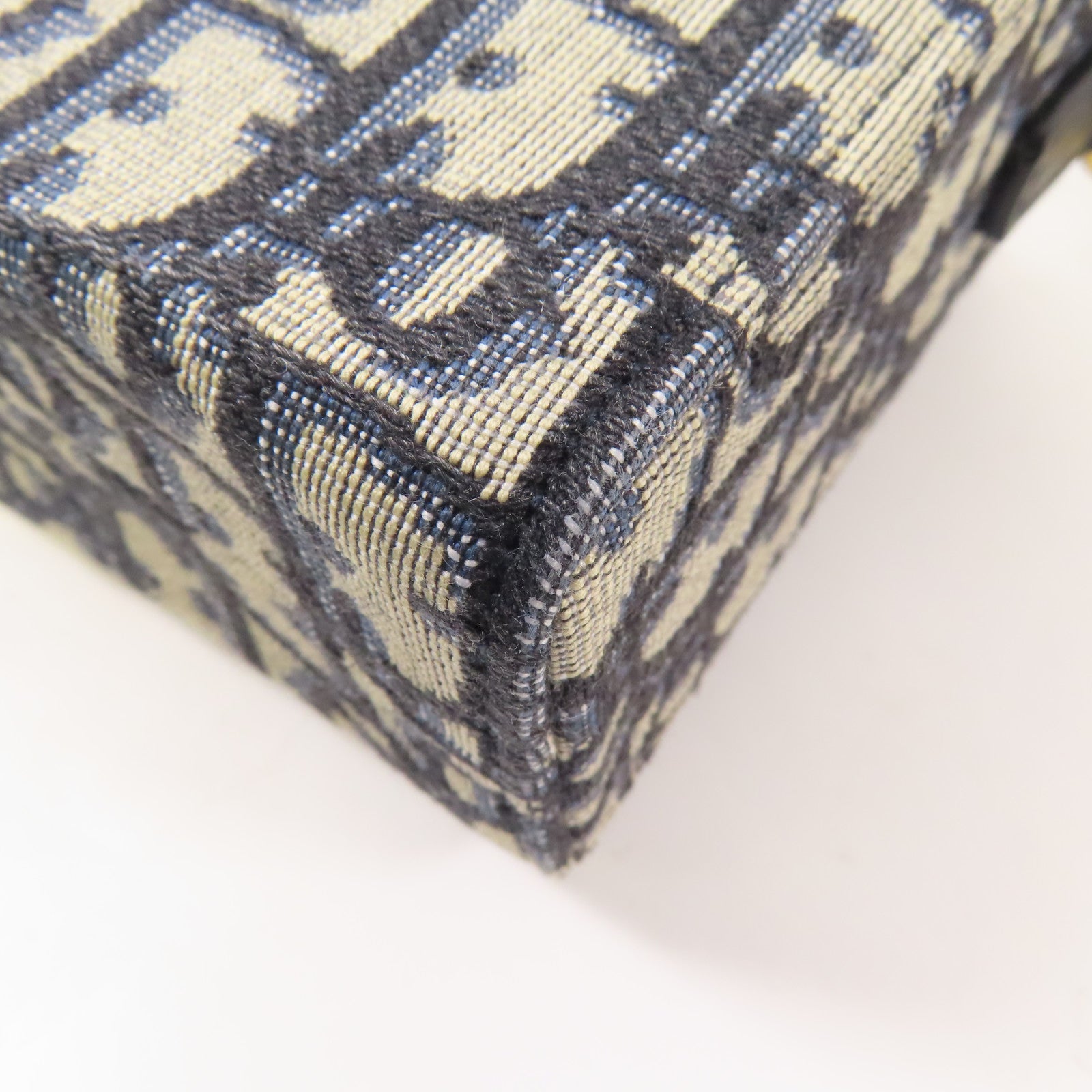 Dior 帆布/皮革30 Montaigne金扣手挽肩背兩用袋藍色