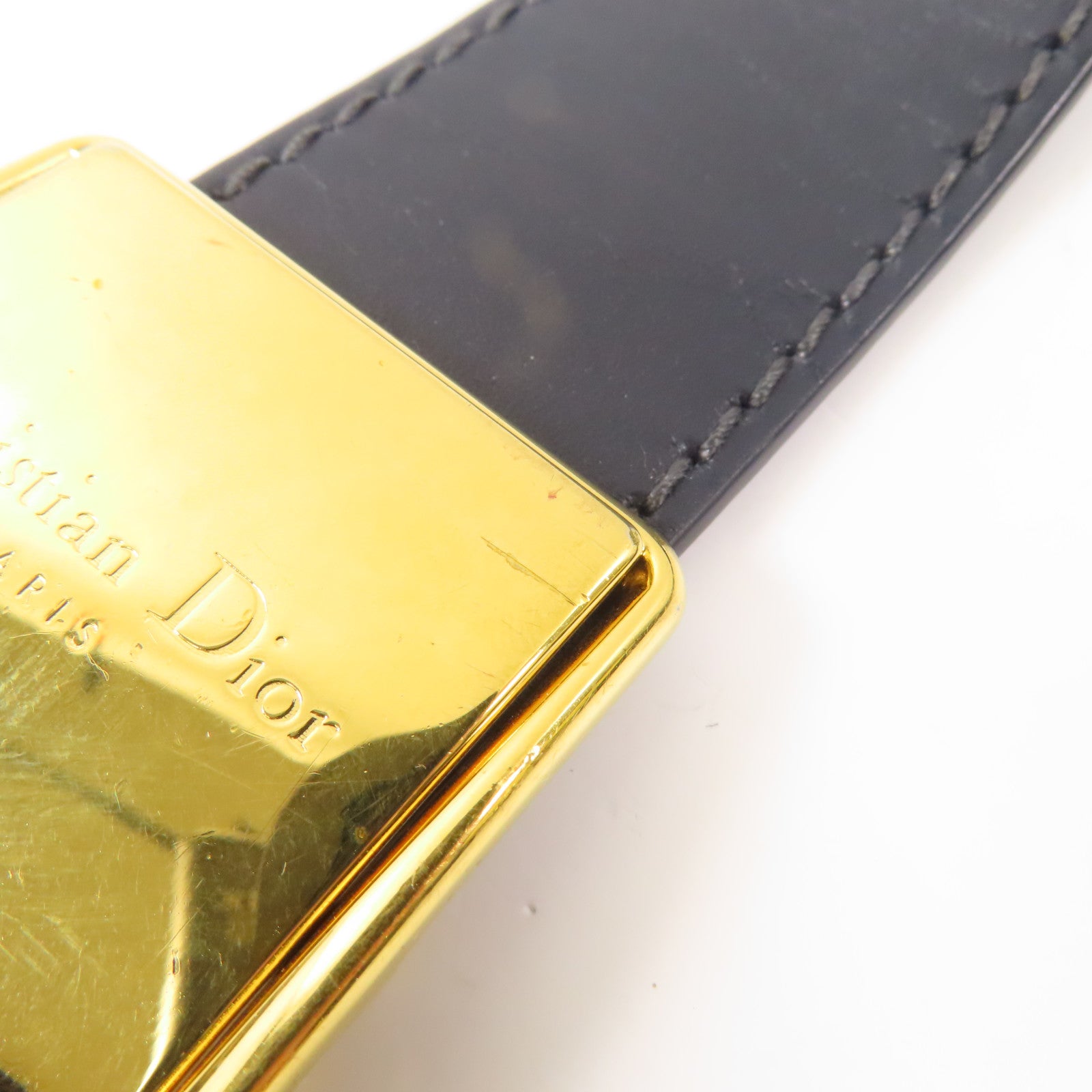 Dior 帆布/皮革30 Montaigne金扣手挽肩背兩用袋藍色