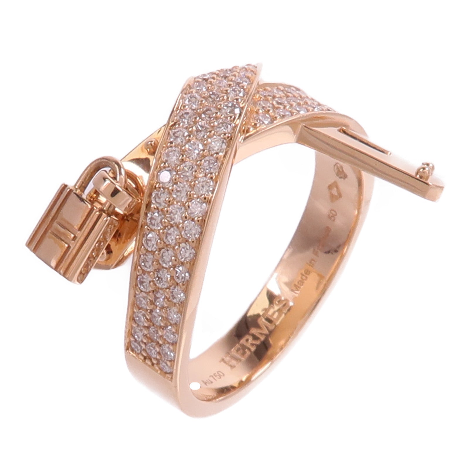 HERMES 18K玫瑰金Kelly Gavroche Ring鑽石戒指