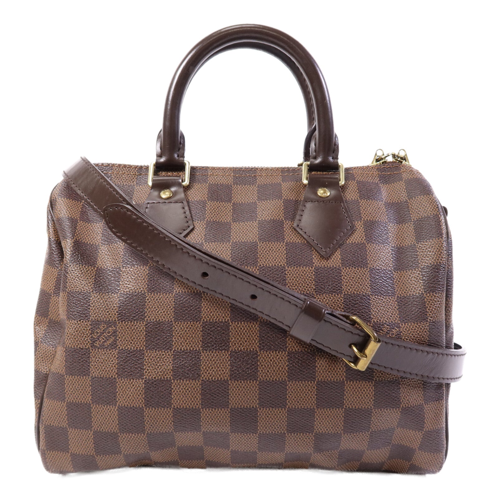 LOUIS VUITTON Damier Speedy Bandouliere 25金扣手挽肩背兩用袋