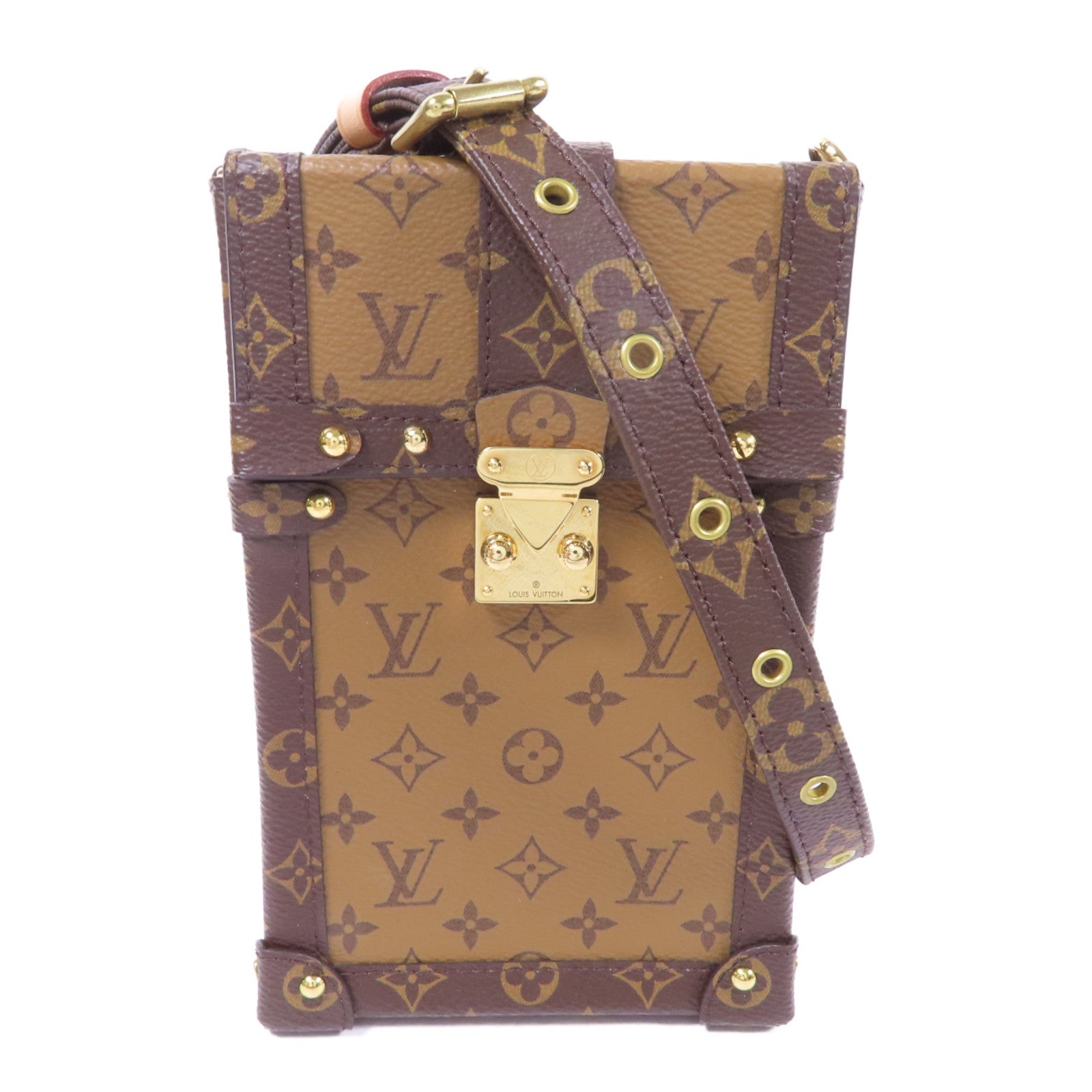 LOUIS VUITTON Monogram Reverse Trunk Vertical金扣肩背袋