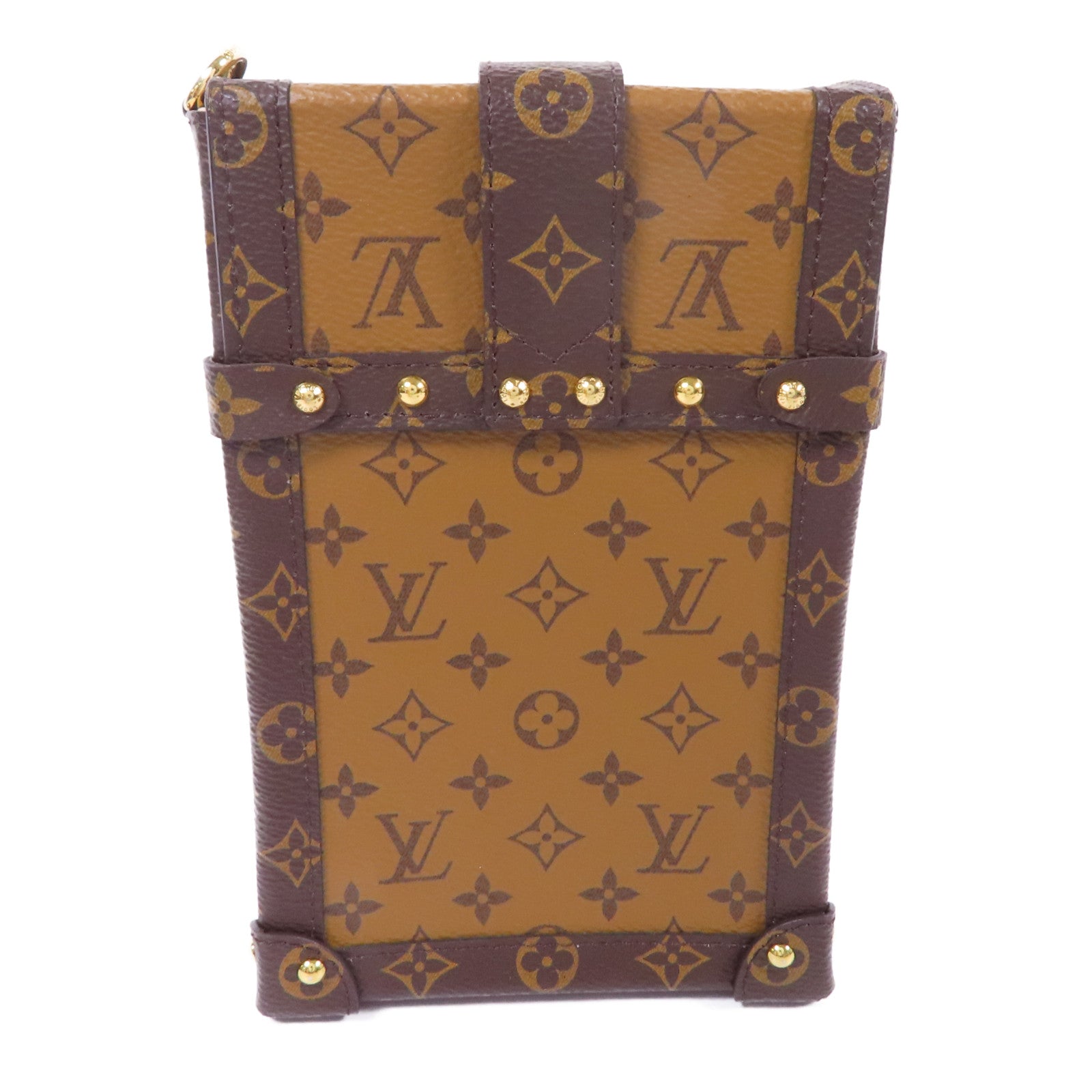 LOUIS VUITTON Monogram Reverse Trunk Vertical金扣肩背袋