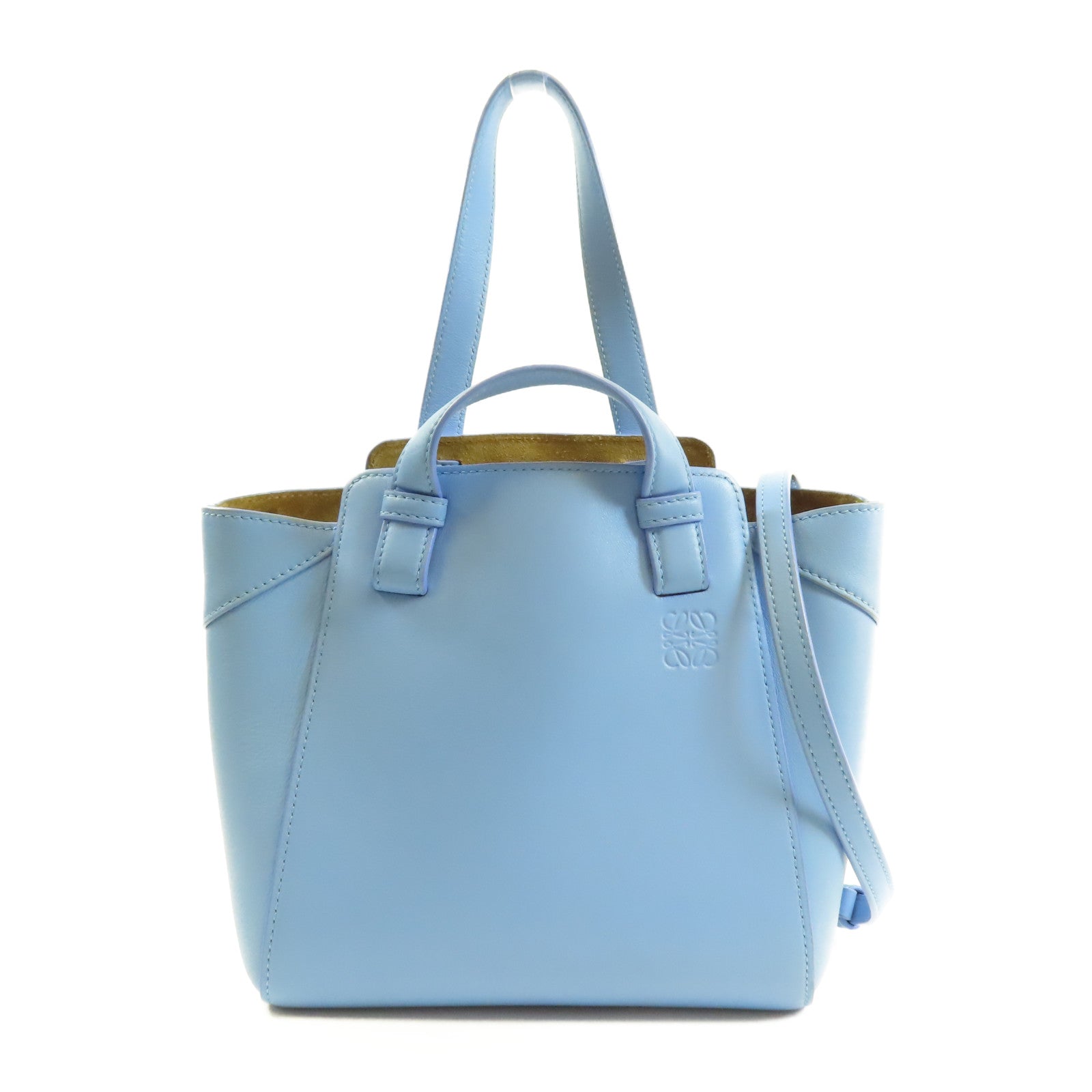 LOEWE GHW Hammock Nugget 2 Way Shoulder Bag Handbag Calfskin Leather Light Blue