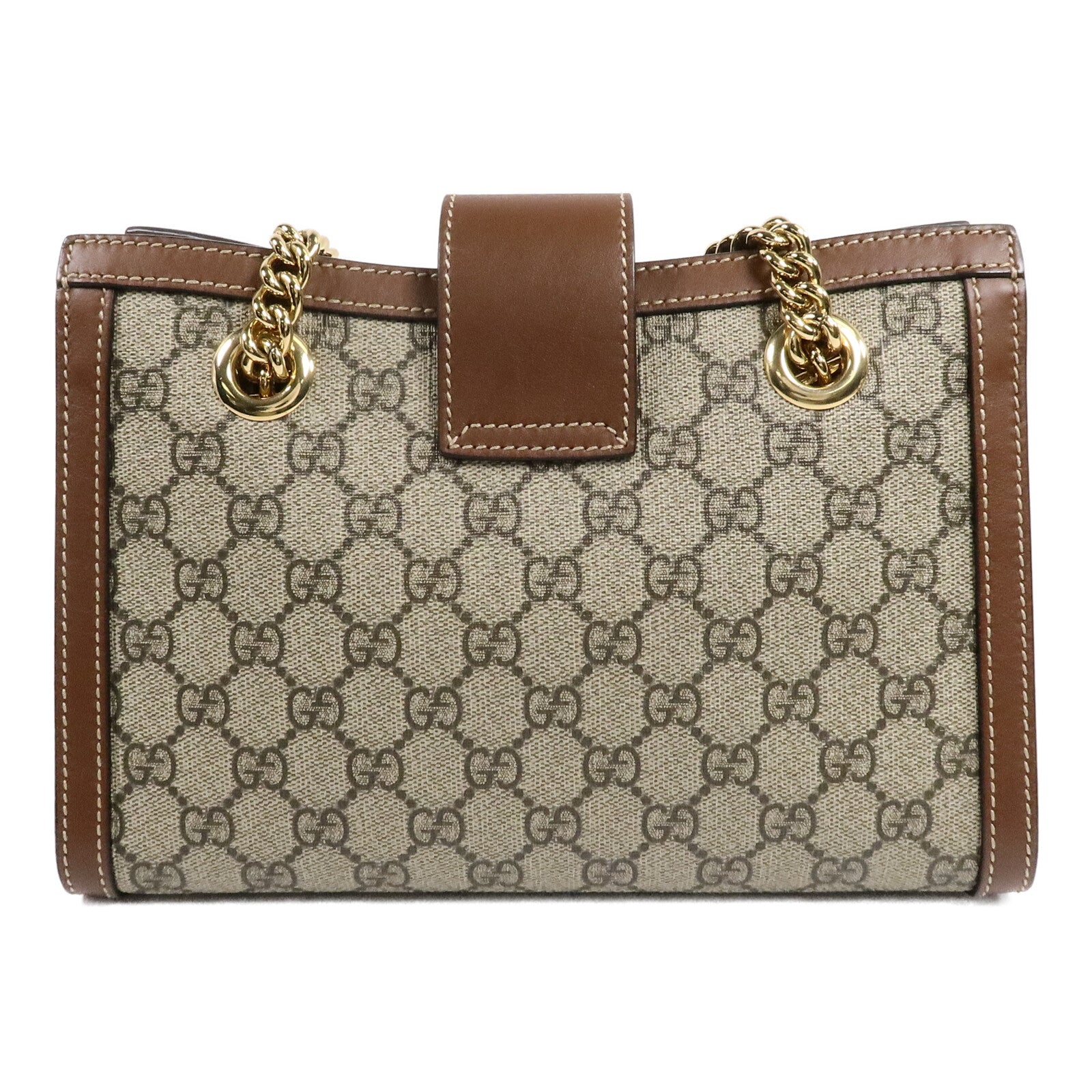 GUCCI 塗層帆布GG GHW Padlock鏈帶肩背袋