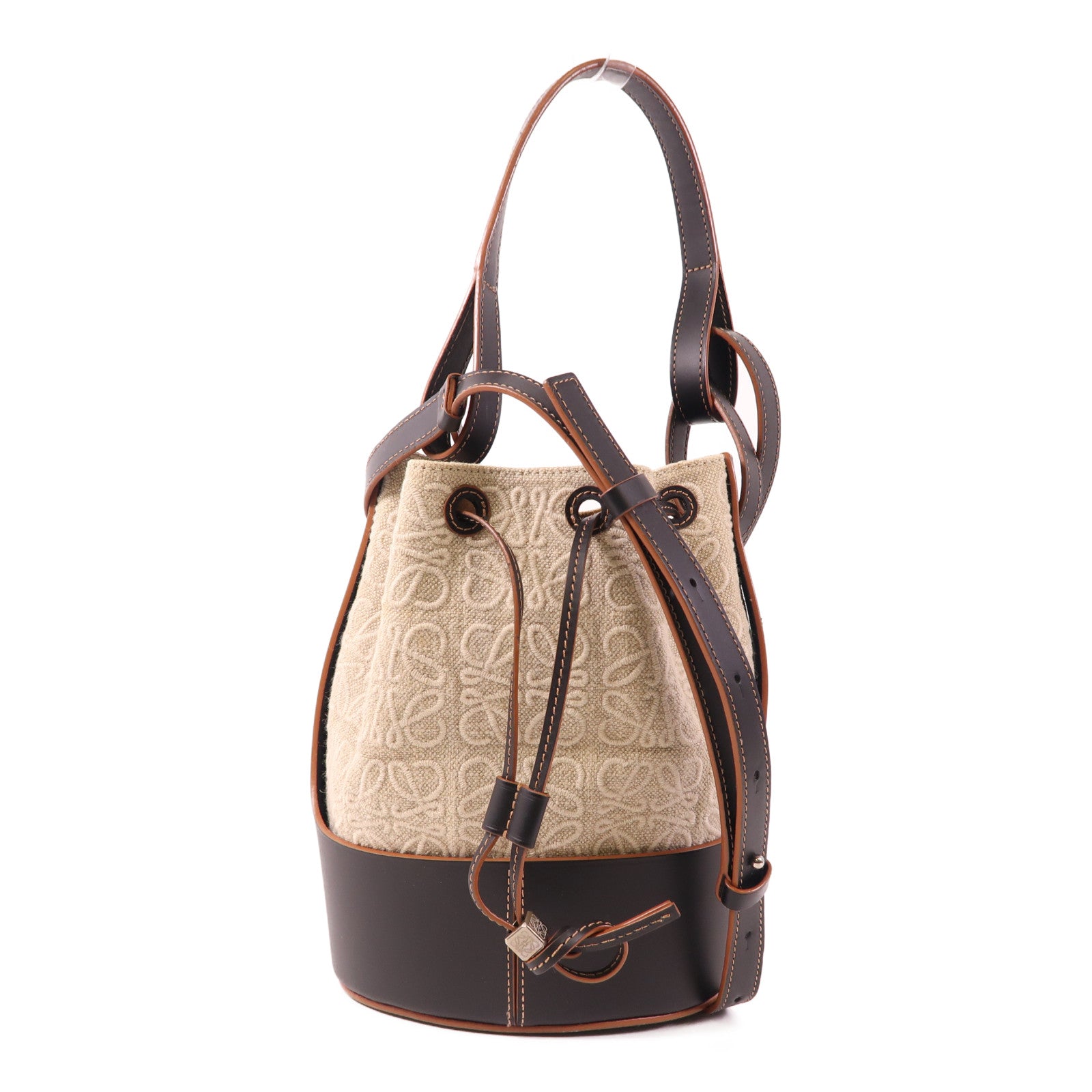 LOEWE SHW Balloon Anagram 2 Way Bag Canvas/Calfskin Leather Beige/Black/Brown