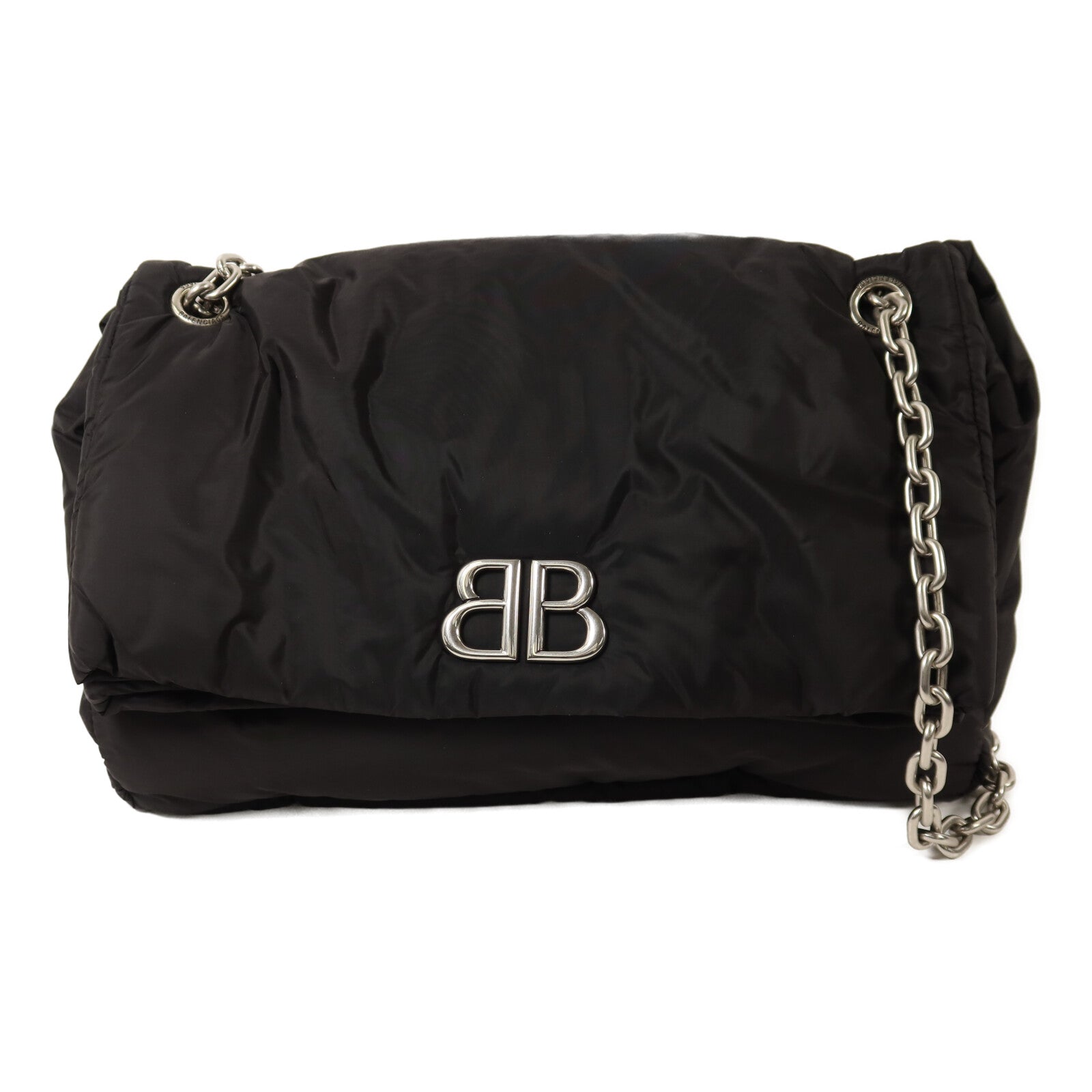 BALENCIAGA 【激減優惠】尼龍Monaco Chain Bag銀扣鏈帶肩背袋