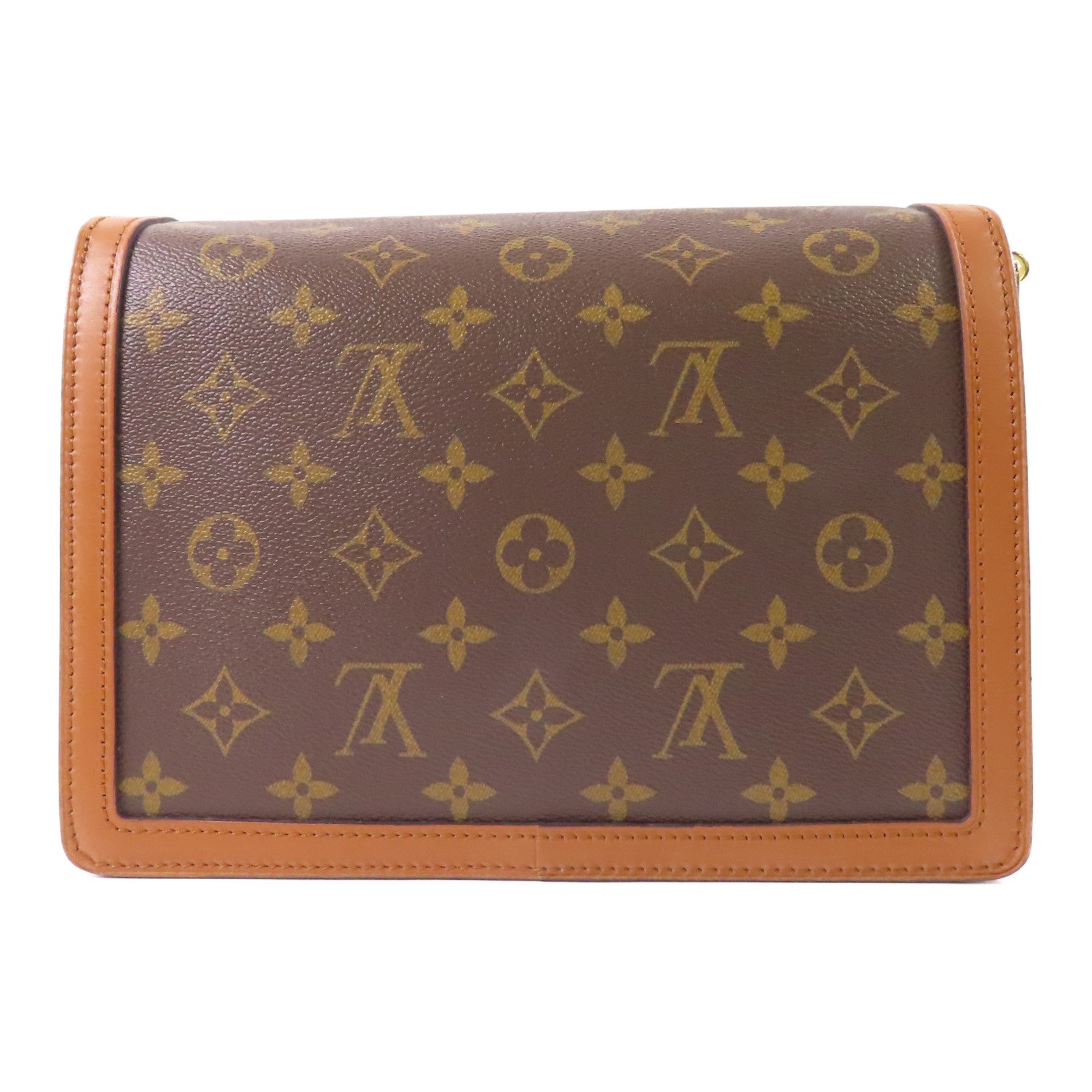 LOUIS VUITTON Monogram Reverse Dauphine MM金扣手挽肩背兩用袋棕色