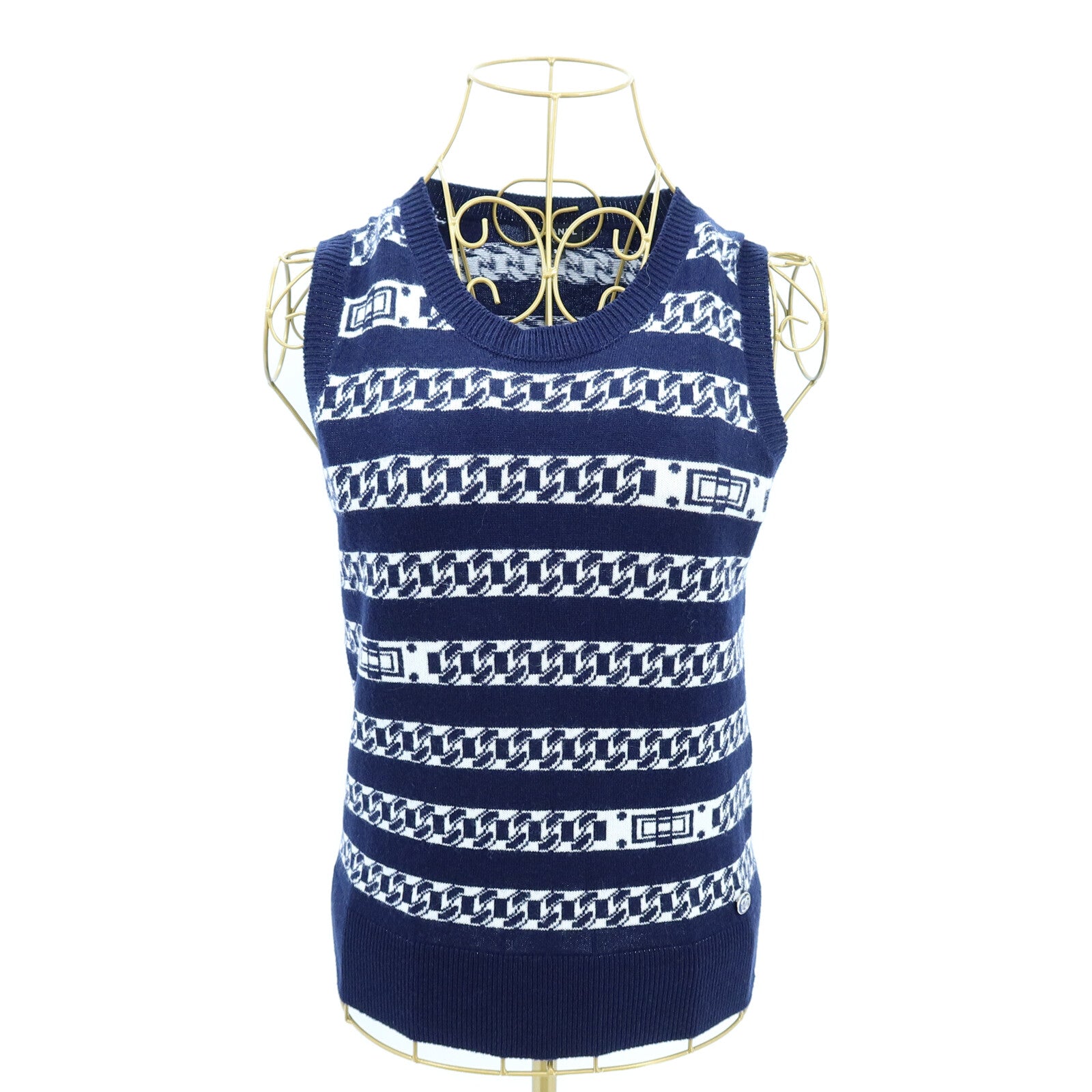 CHANEL Cashmere Chain Striped Vest針織
