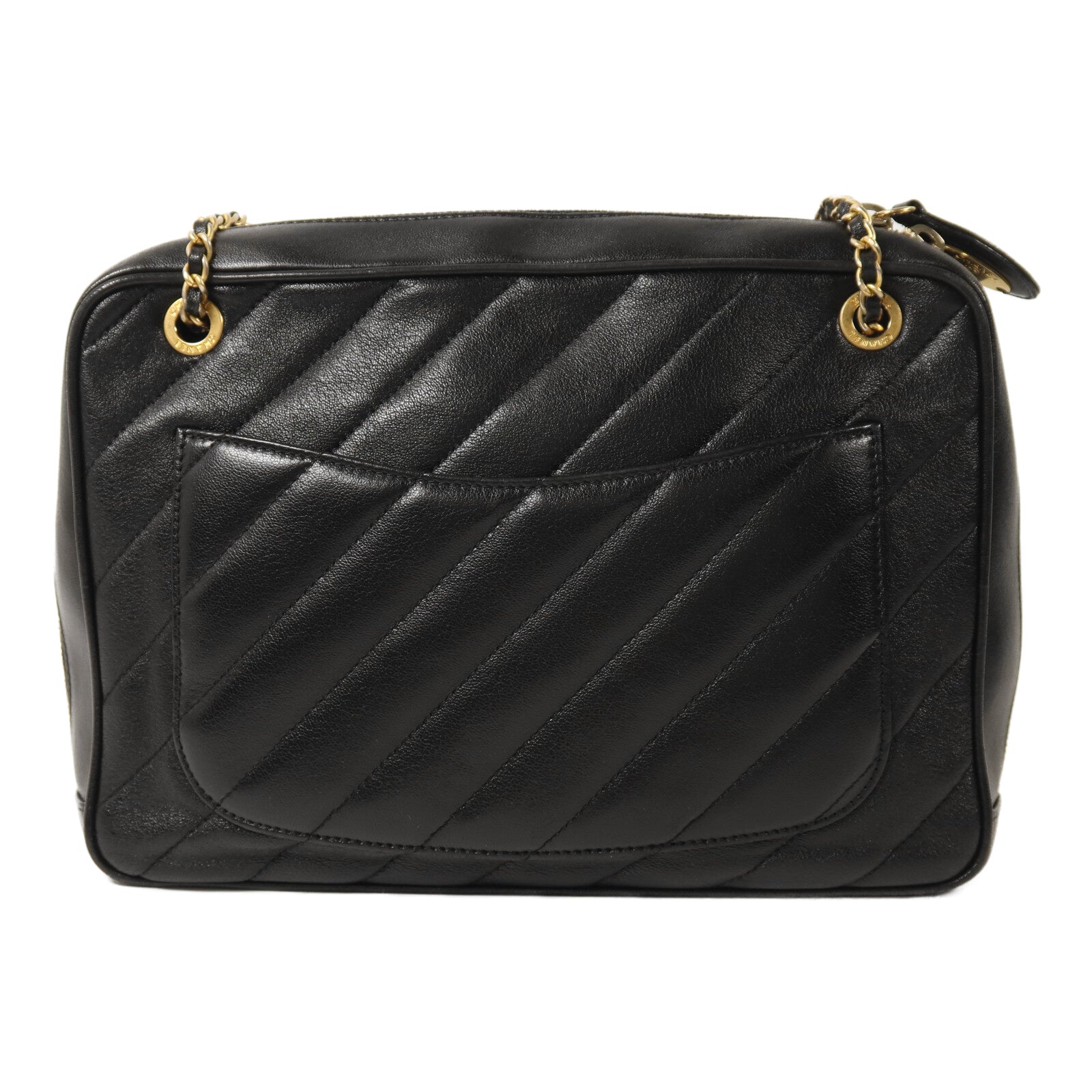 CHANEL 牛皮皮革Chain Shoulder金扣鏈帶肩背袋