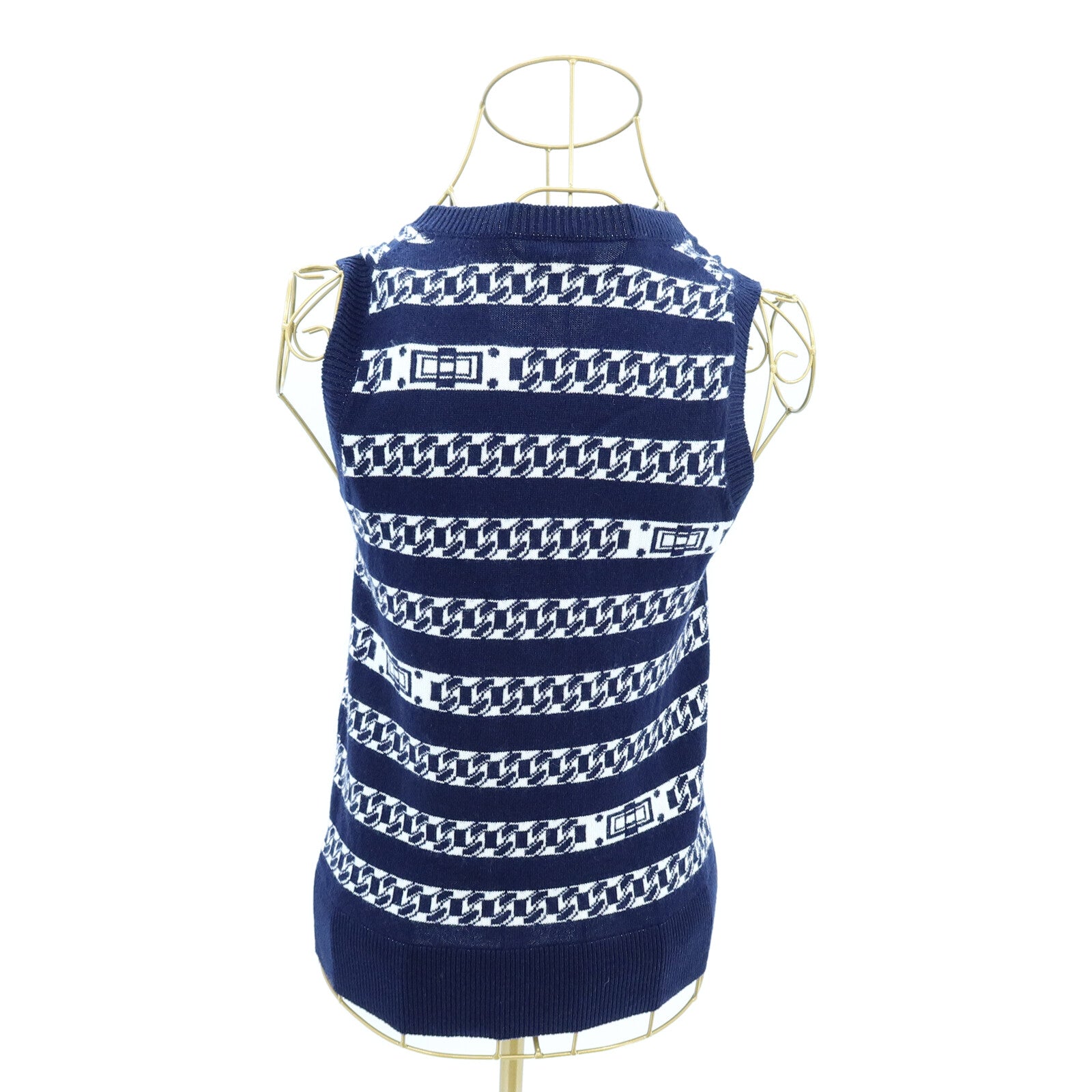 CHANEL Cashmere Chain Striped Vest針織