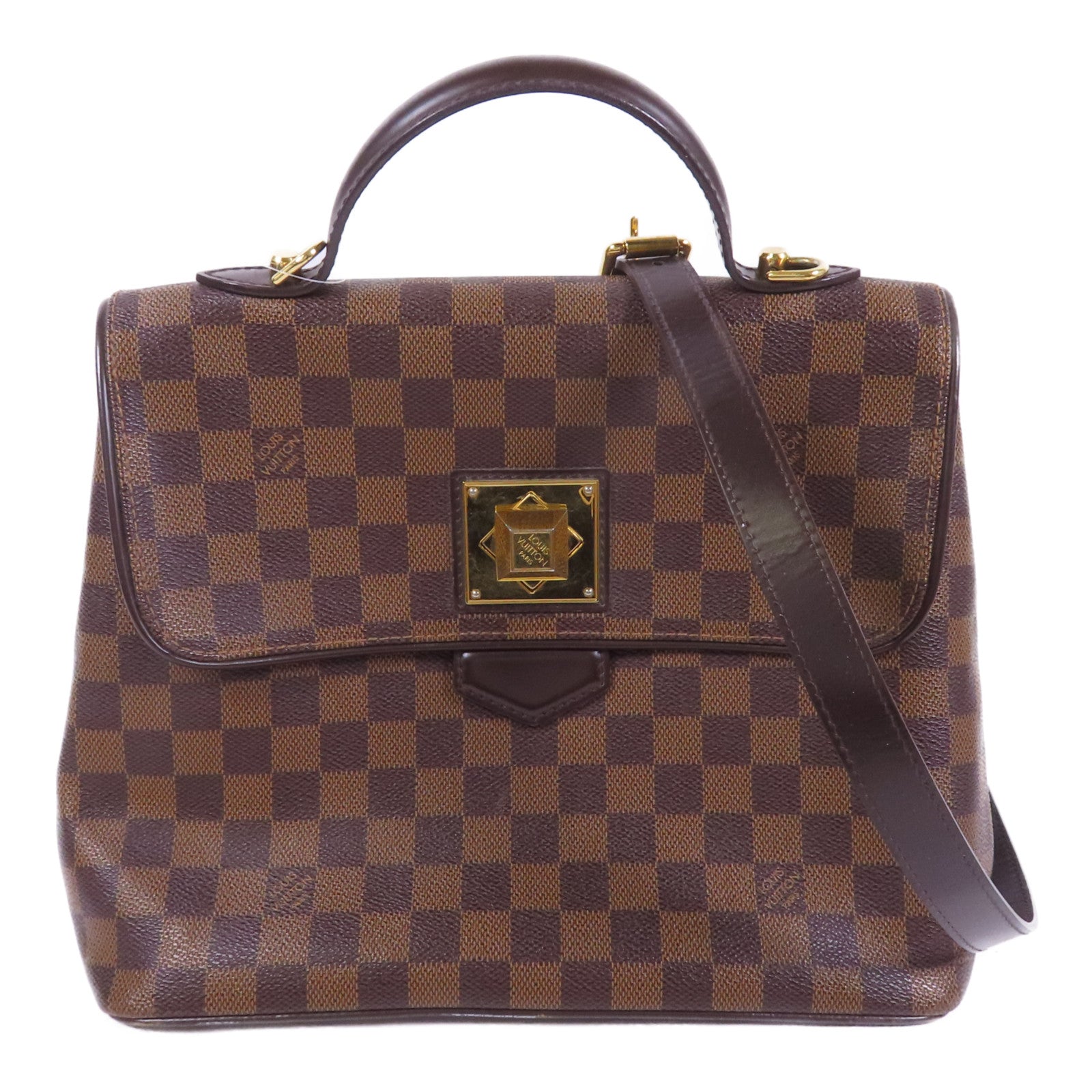 LOUIS VUITTON Damier Bergamo MM金扣手挽肩背兩用袋
