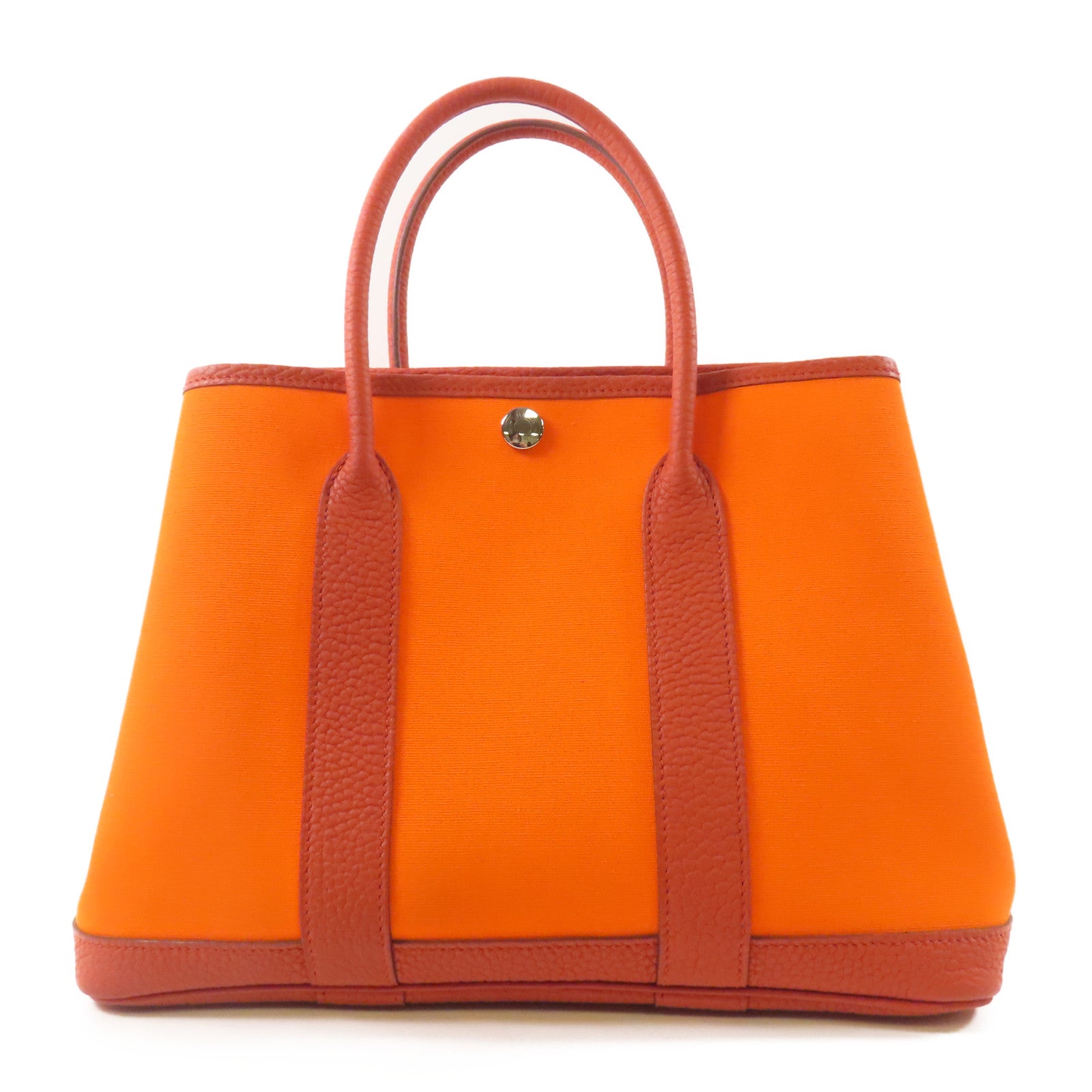 HERMES PHW Garden Party TPM Handbag Canvas Orange