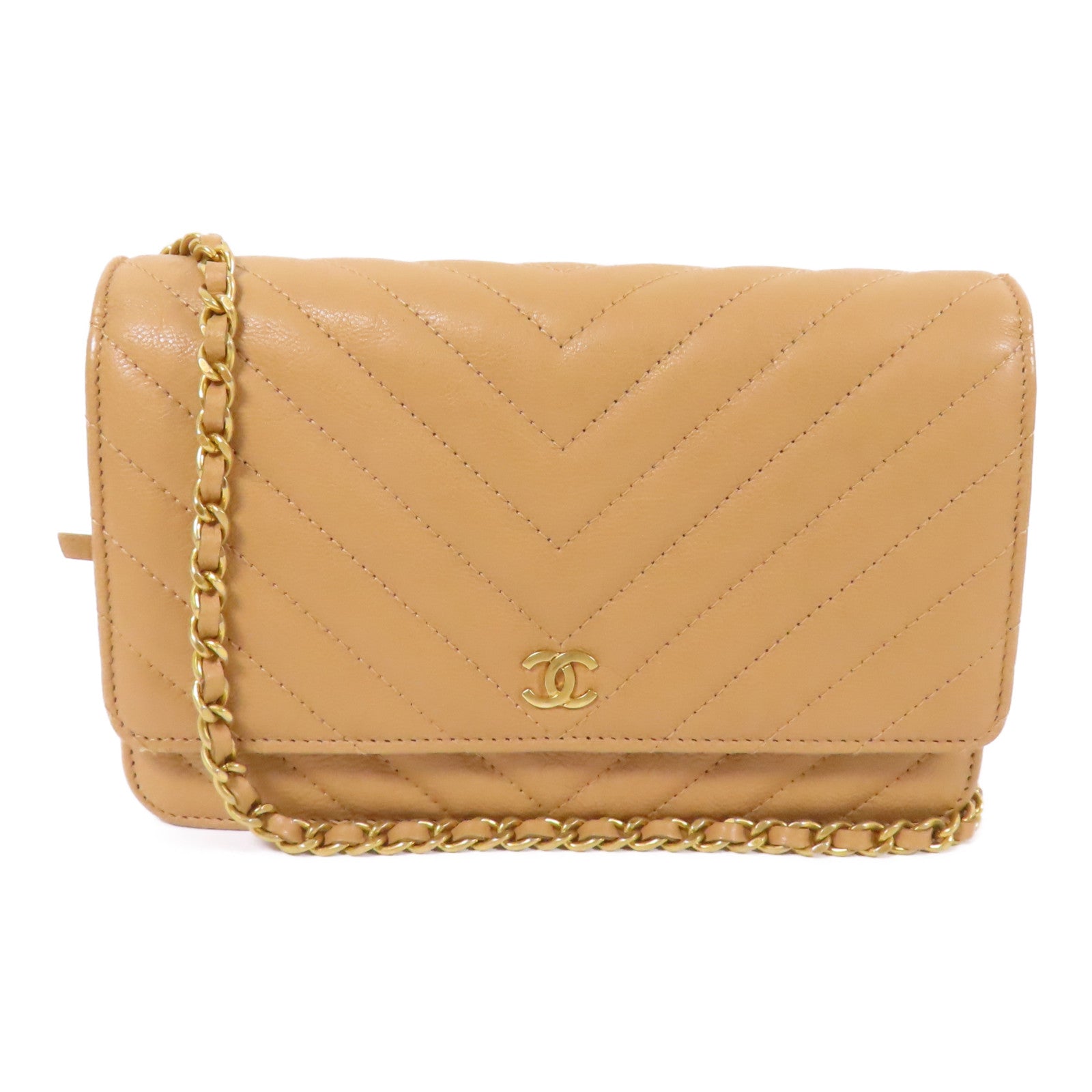 CHANEL 牛皮皮革Wallet On Chain金扣鏈帶肩背袋