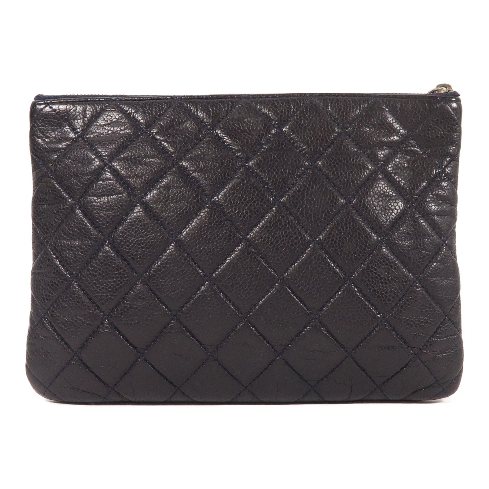 CHANEL 牛皮皮革Pouch銀扣手拿包