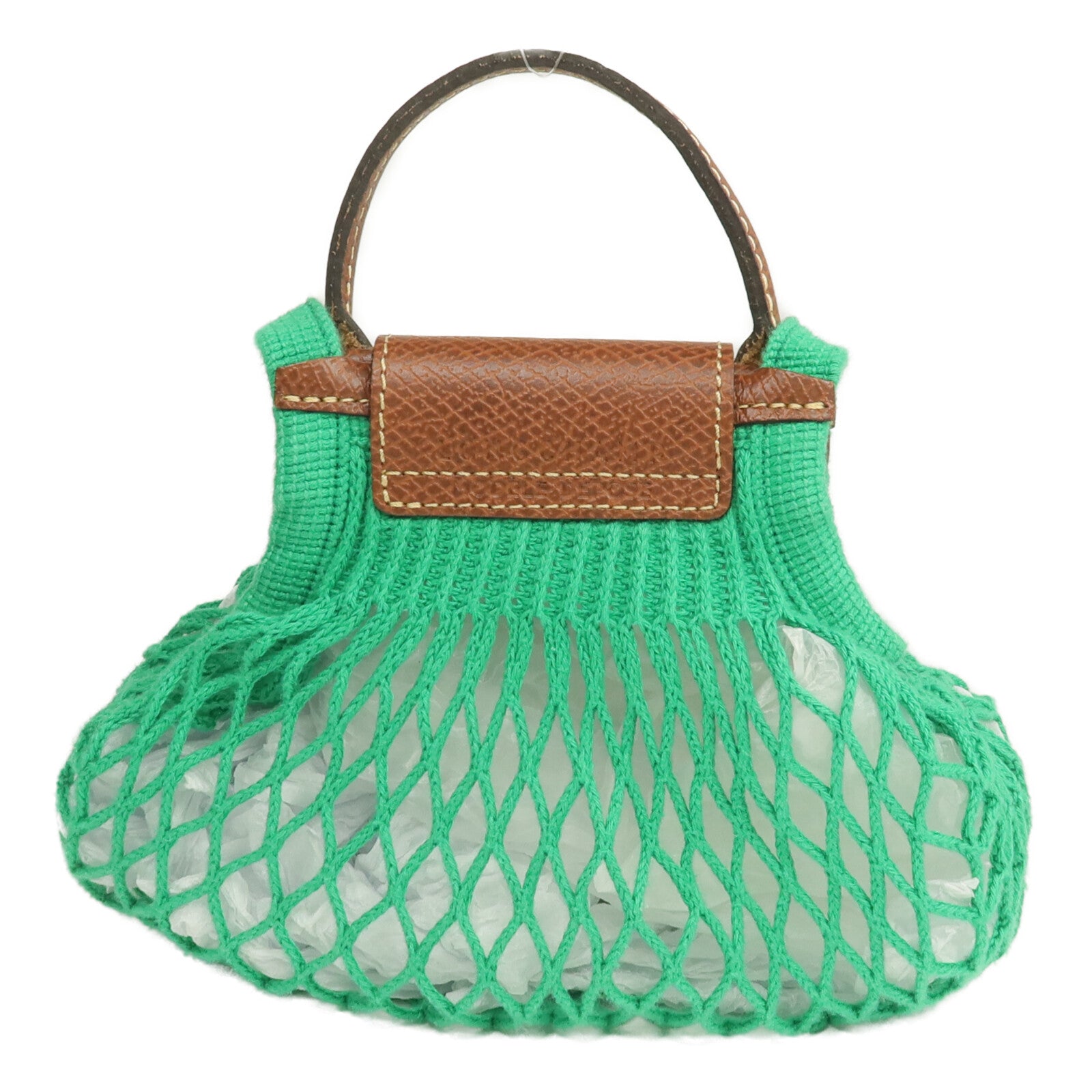 Longchamp 棉質/皮革XS Le Pliage Filet手挽肩背兩用袋