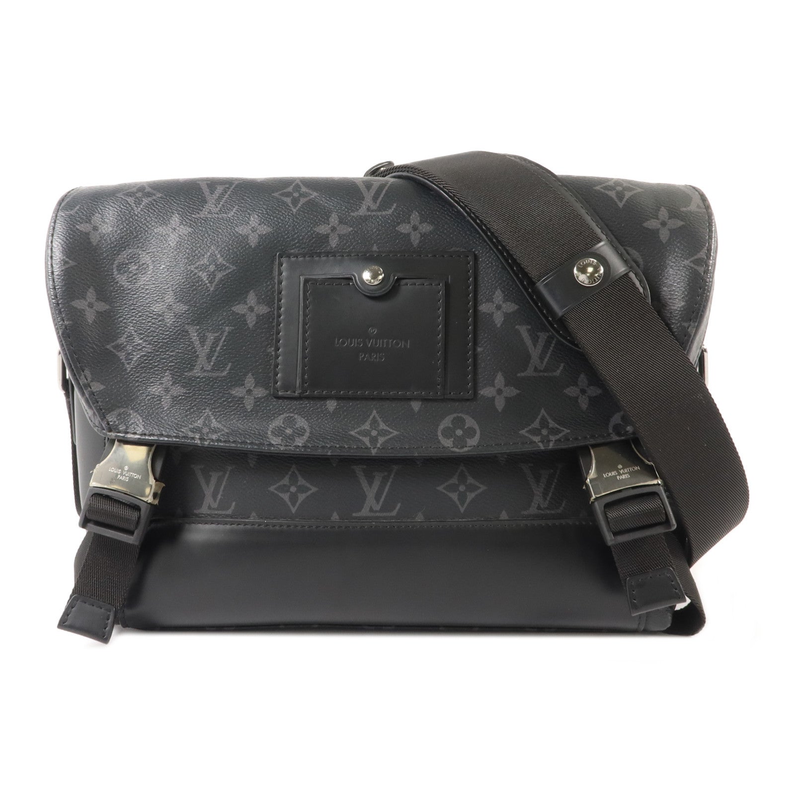 LOUIS VUITTON Monogram Eclipse Messenger PM Voyager銀扣肩背袋