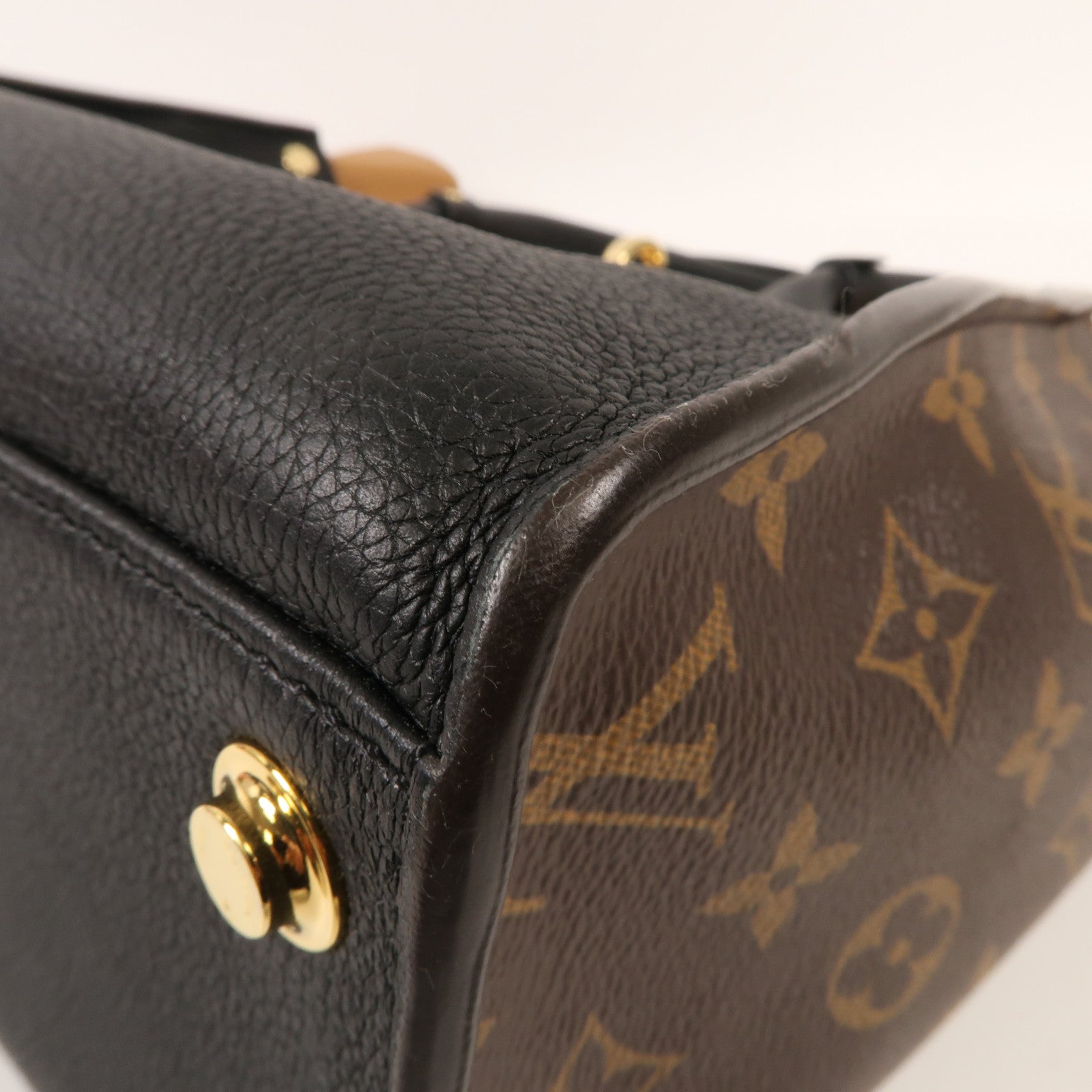 LOUIS VUITTON Monogram/牛皮皮革On My Side MM金扣手挽肩背兩用袋