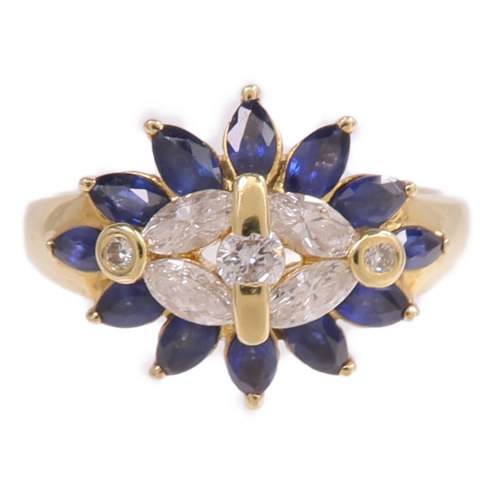 JEWELRY 18K黃金Sapphire Diamond Ring藍寶石/鑽石戒指US#7