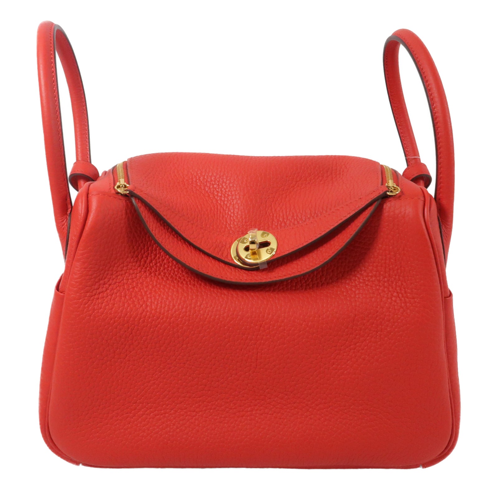 HERMES Clemence皮革Lindy 26手挽肩背兩用袋Rouge de Coeur