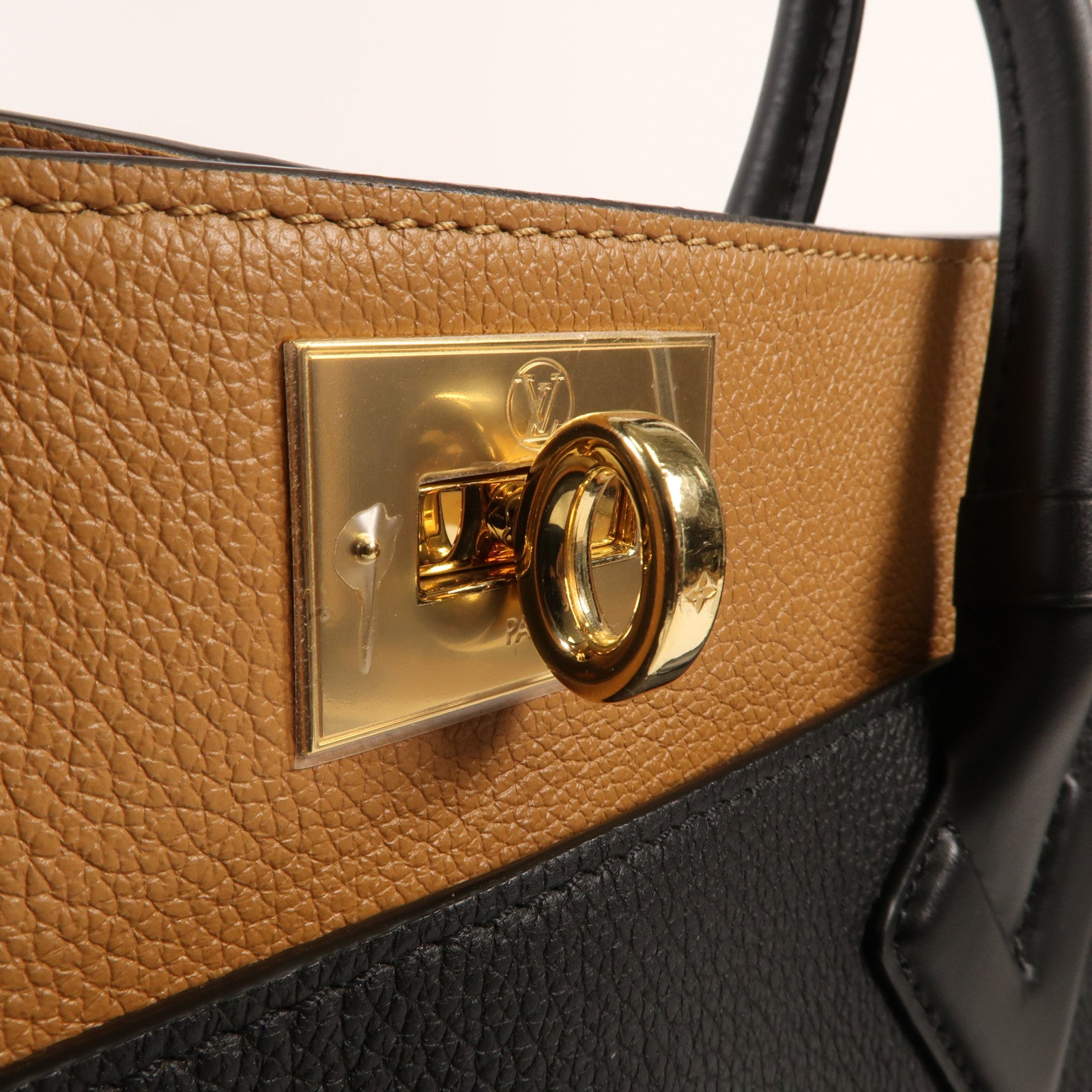 LOUIS VUITTON Monogram/牛皮皮革On My Side MM金扣手挽肩背兩用袋