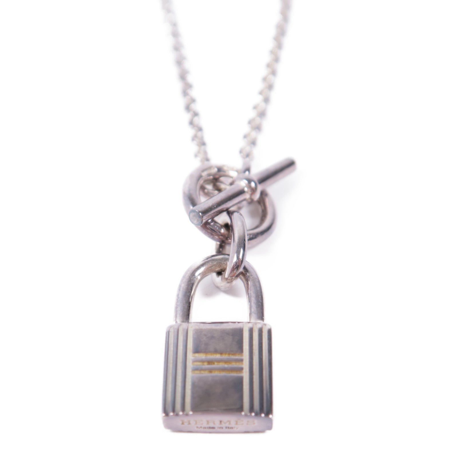 HERMES Kelly Cadenas Pendant Necklace Silver 925