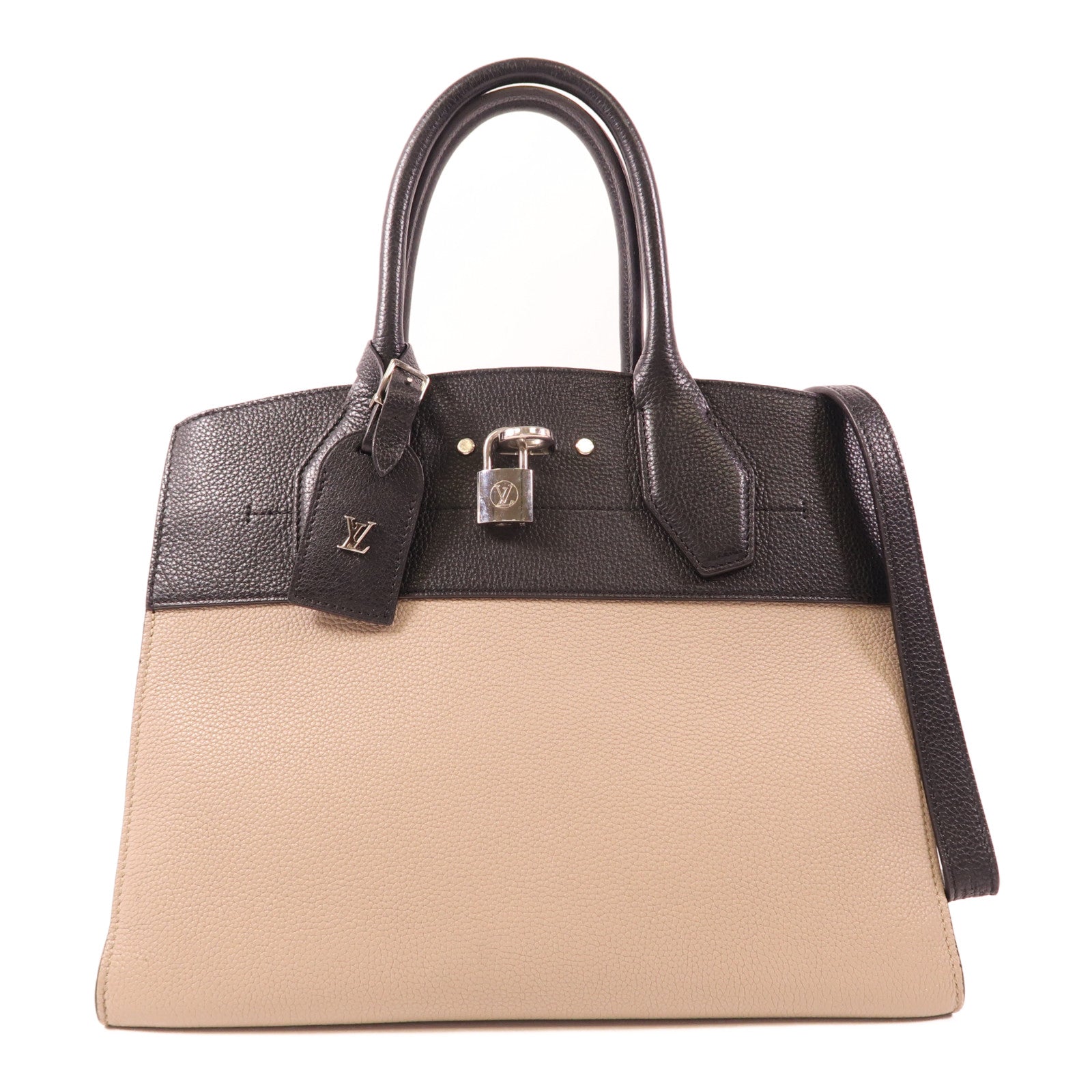 LOUIS VUITTON LV SHW City Steamer MM M54314 2way Shoulder Bag Black Beige