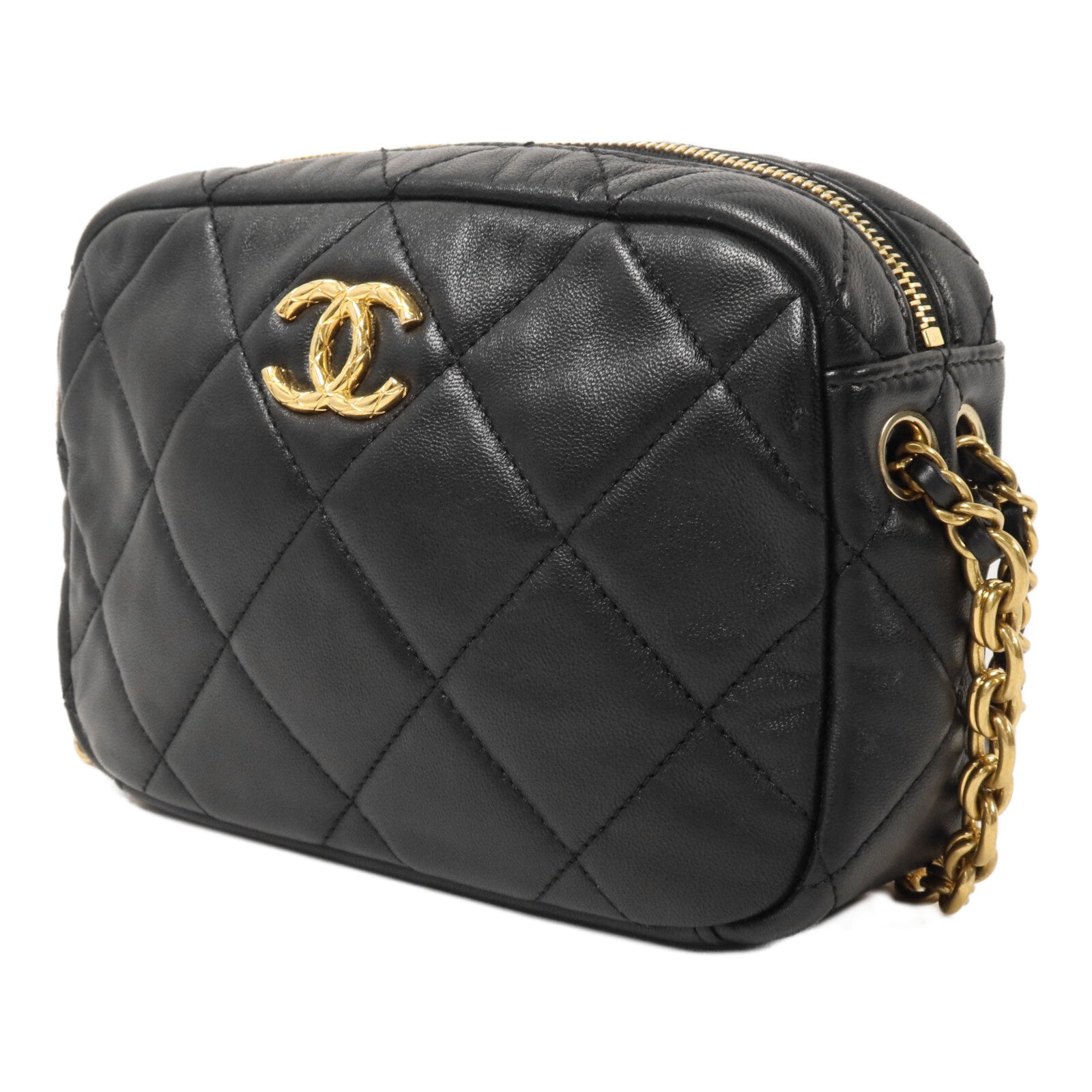 CHANEL 牛皮皮革Camera Bag鏈帶肩背袋