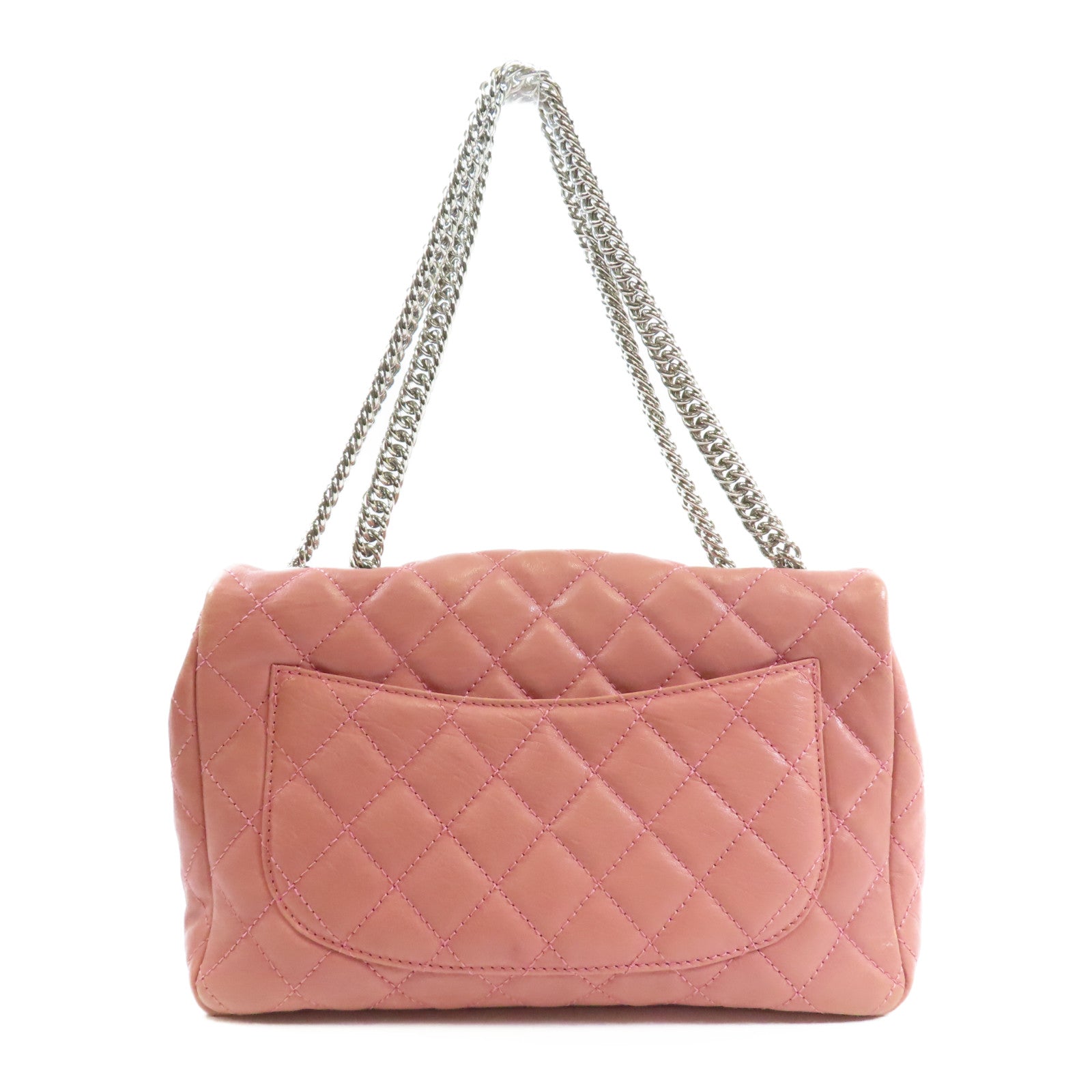 CHANEL 牛皮皮革Chain Shoulder銀扣鏈帶肩背袋