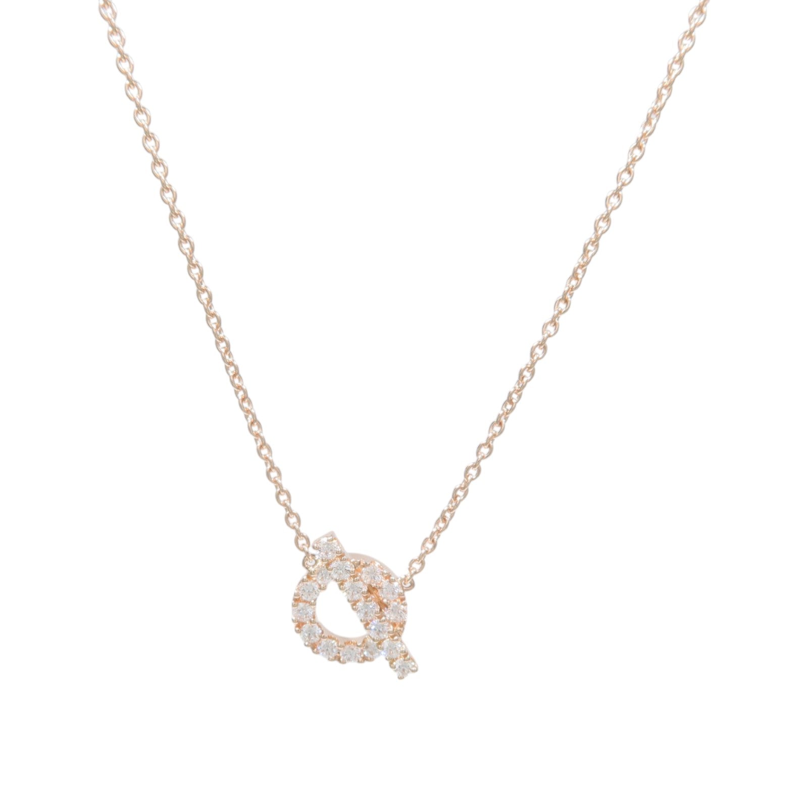 HERMES 18K玫瑰金Finesse Pendant鑽石項鍊