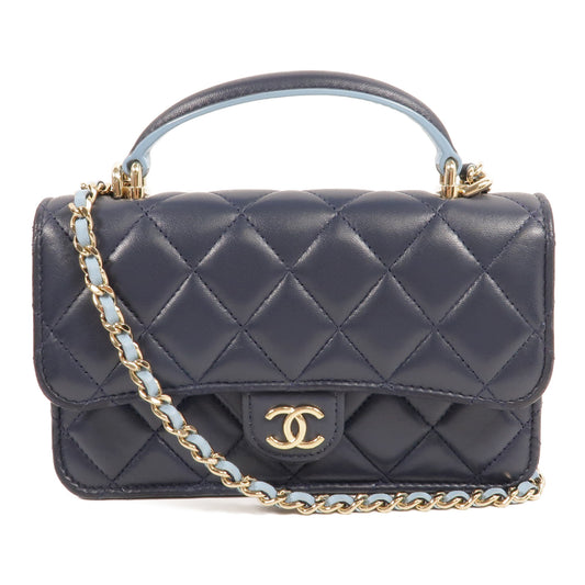 CHANEL 羊皮皮革Mini Flap手挽肩背兩用袋