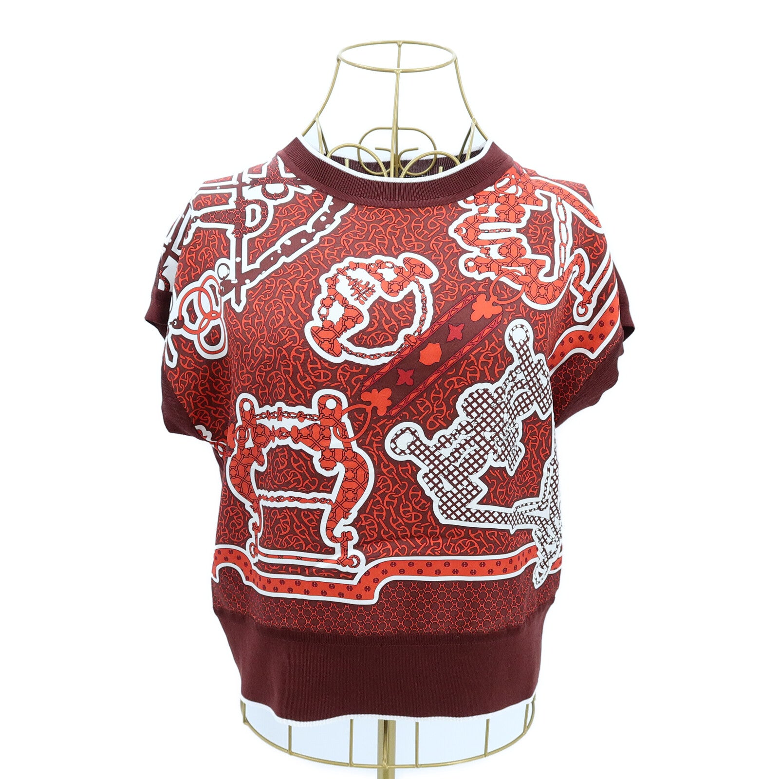HERMES Silk Mors Et Gourmettes Top上衣