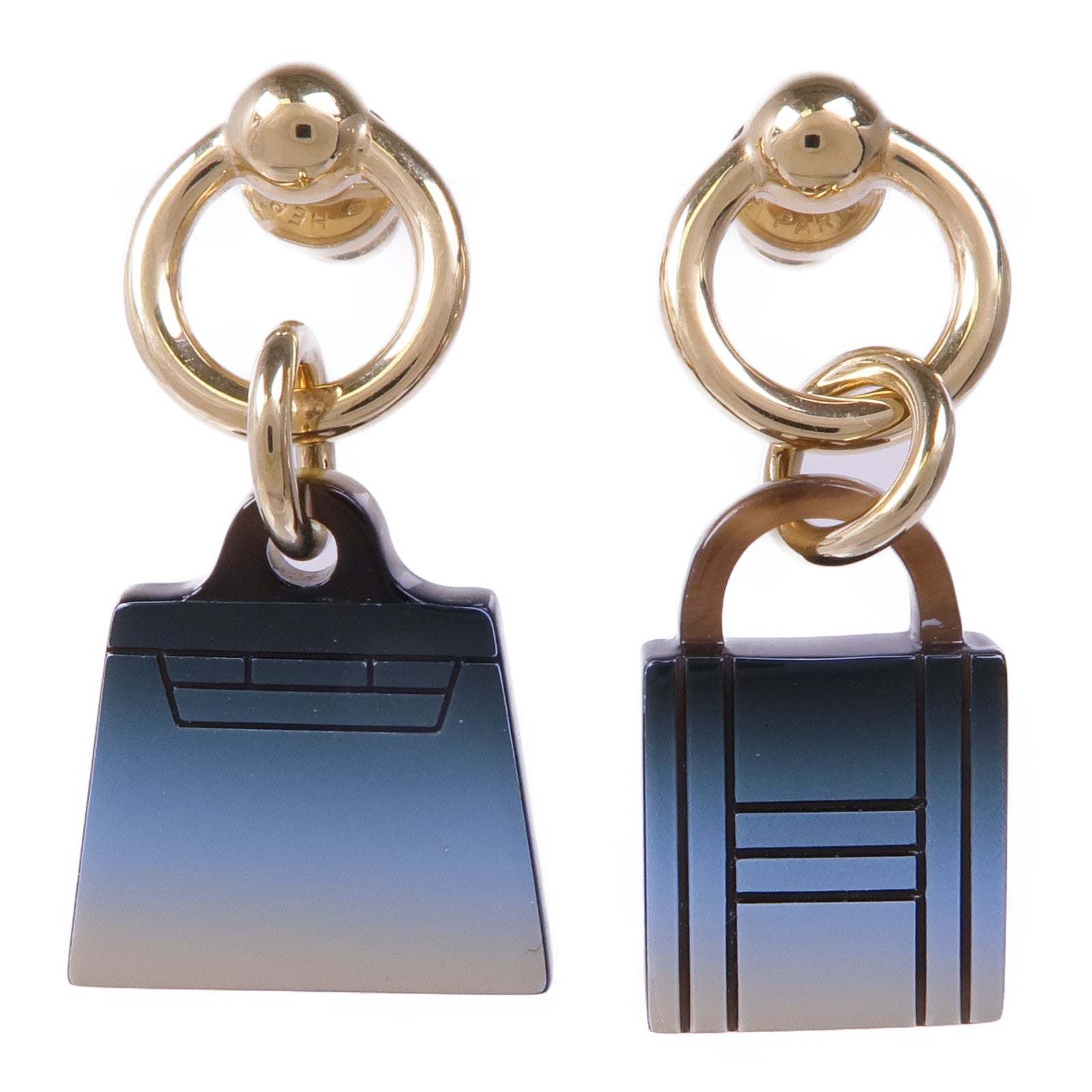 HERMES 水牛角/金屬Amulette Maroquinier Earrings耳環